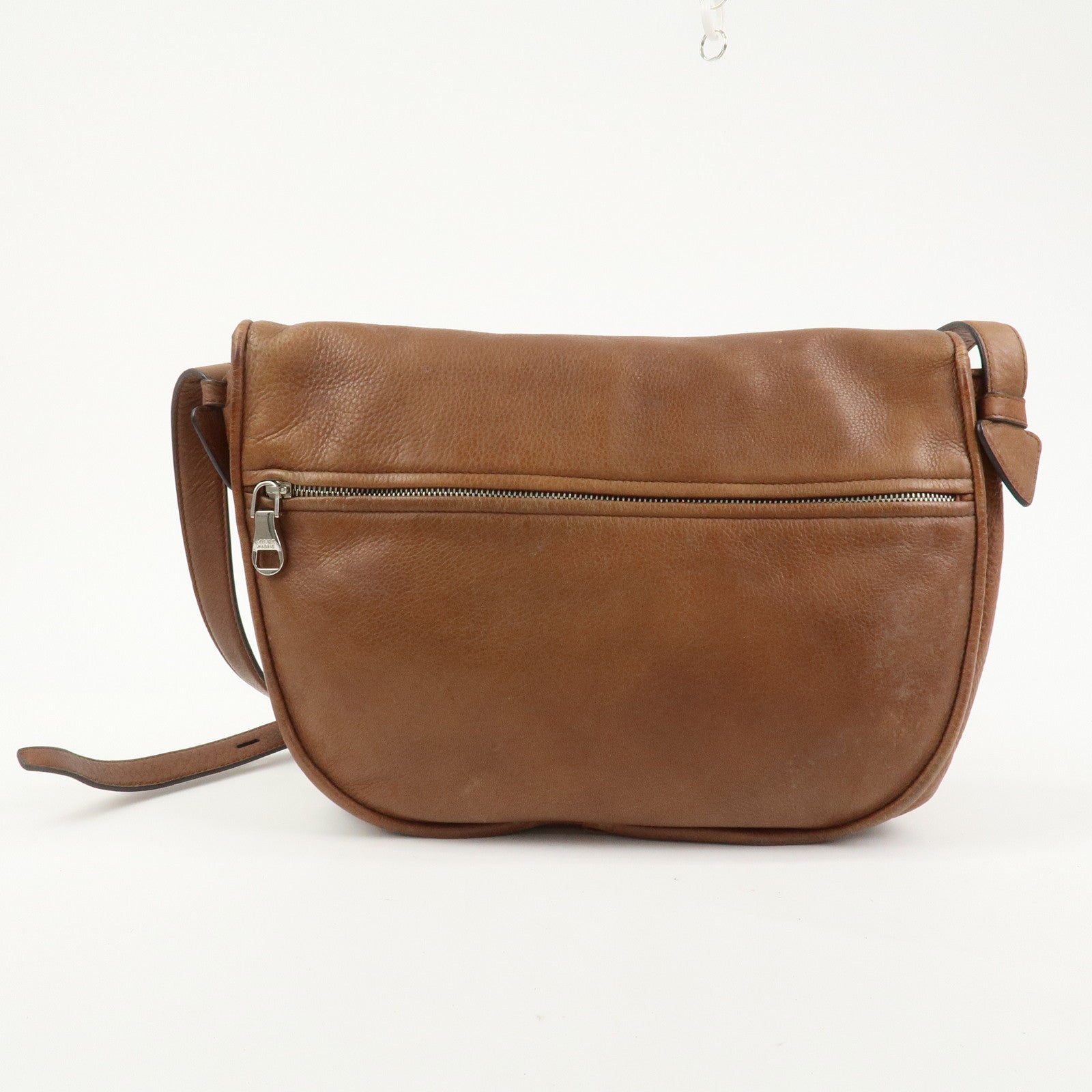 LOEWE Heritage Logo Leather Shoulder Bag Crossbody Bag Brown