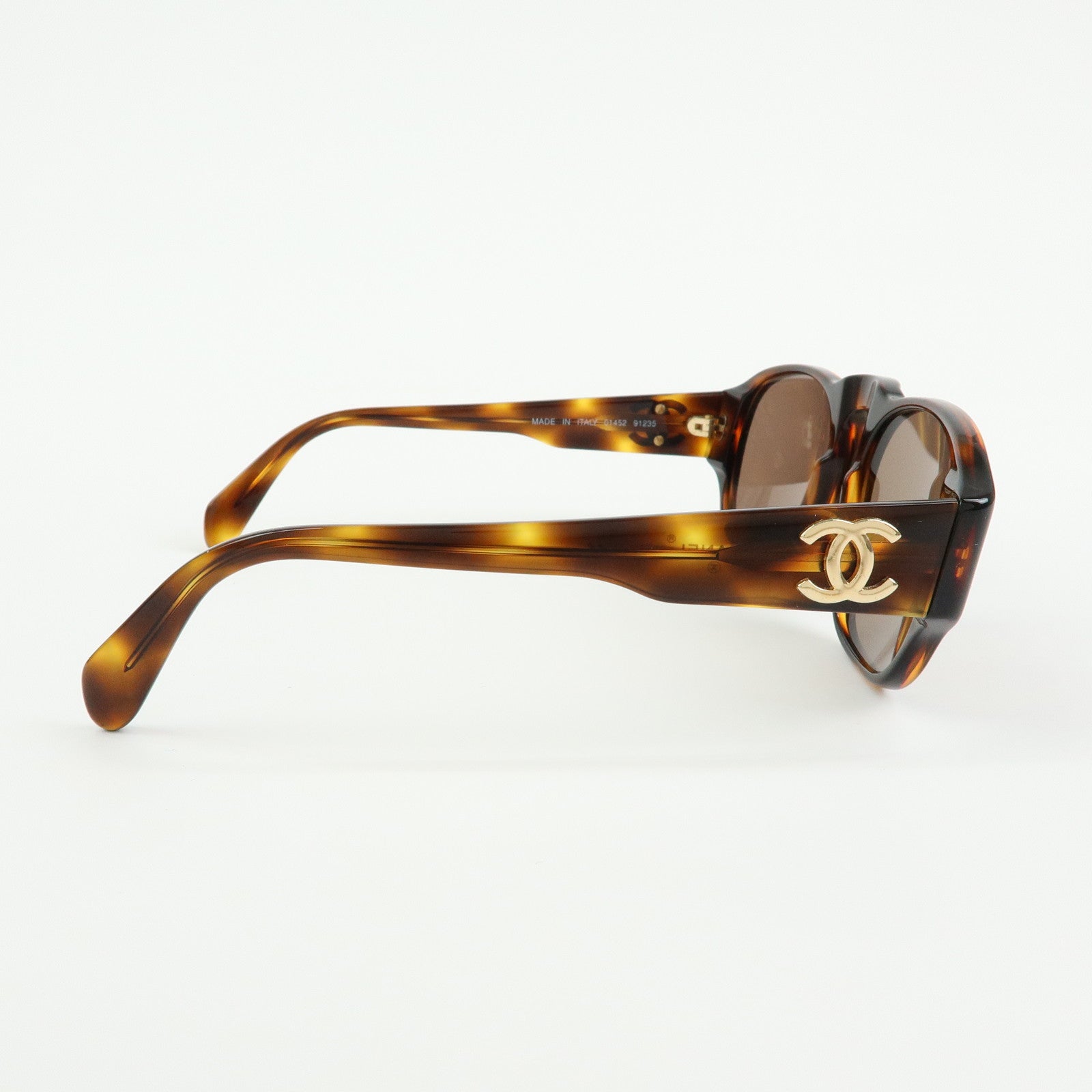 CHANEL COCO Mark Plastic Sunglasses Brown 01452 91235