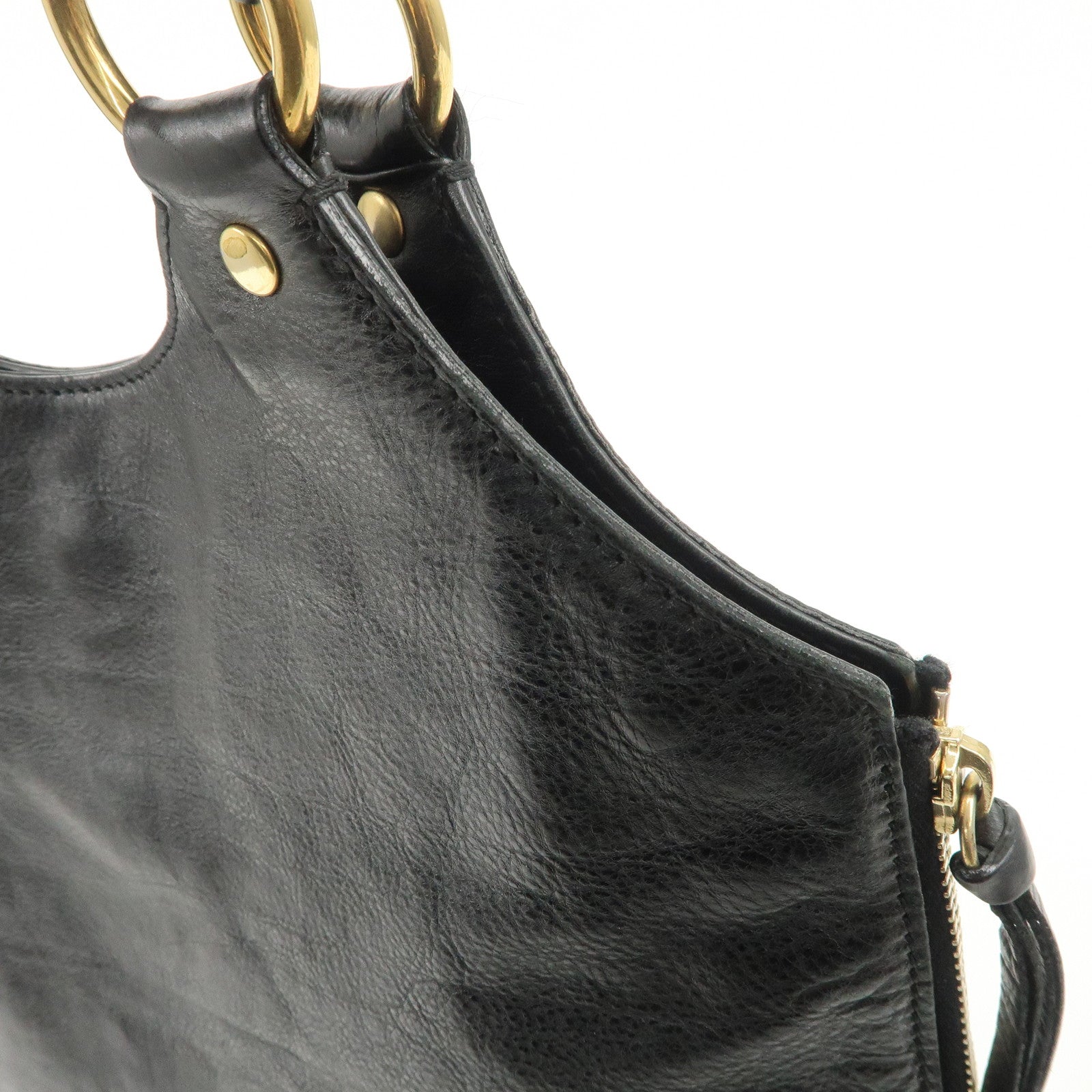 SAINT LAURENT Metropolis Rive Gauche Leather Tote Bag Black 177739