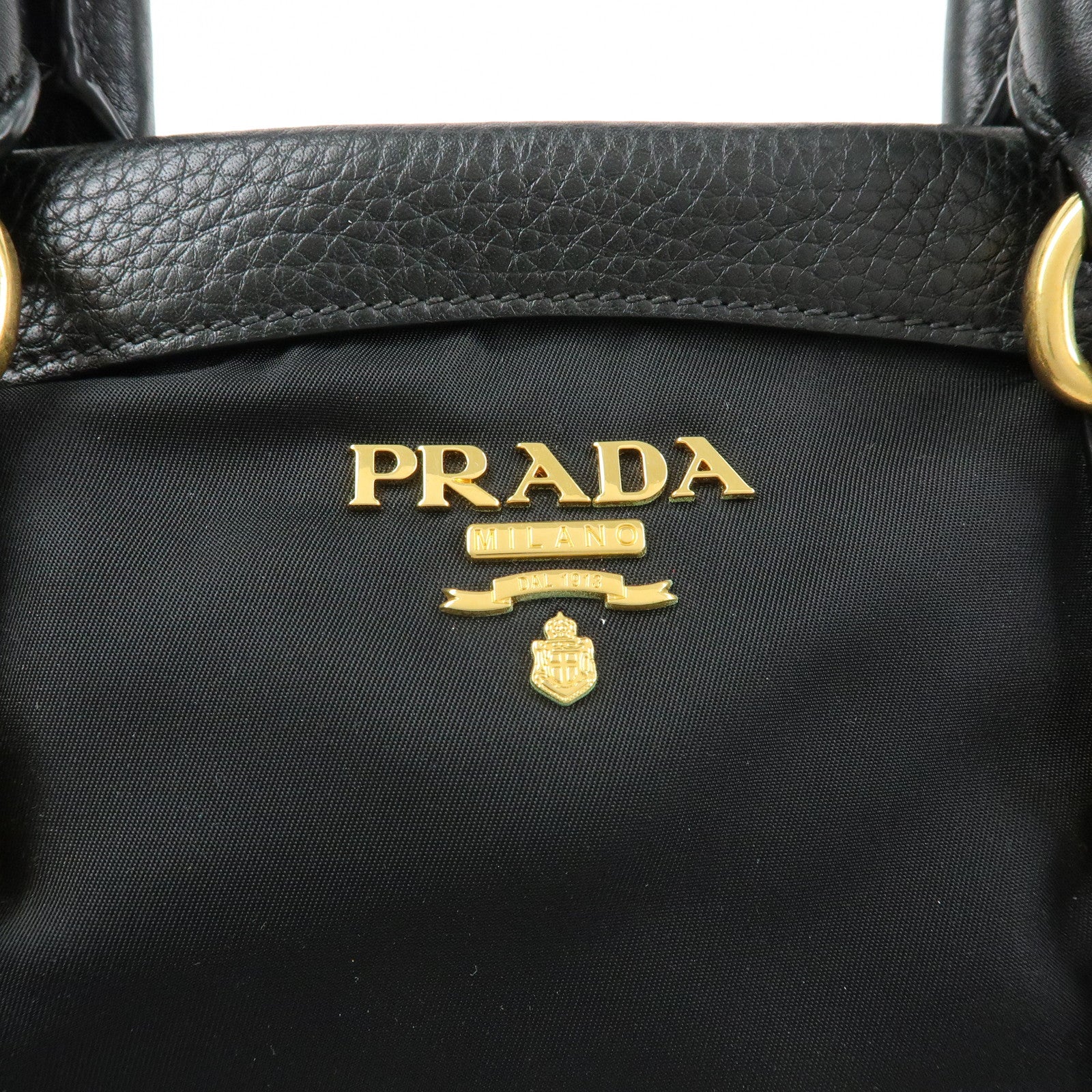 PRADA Nylon Leather 2Way Bag Hand Bag Shoulder Bag Black BT2032