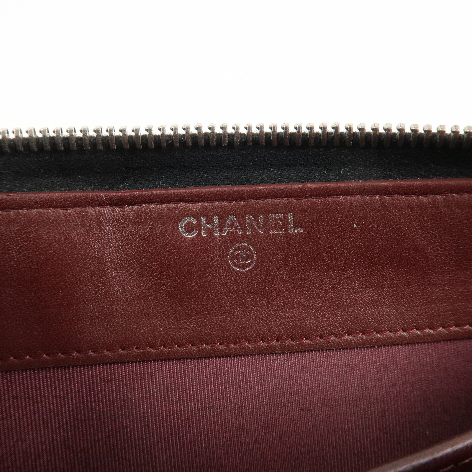 CHANEL Matelasse Lamb skin Leather Round Zippy Wallet Black Silver