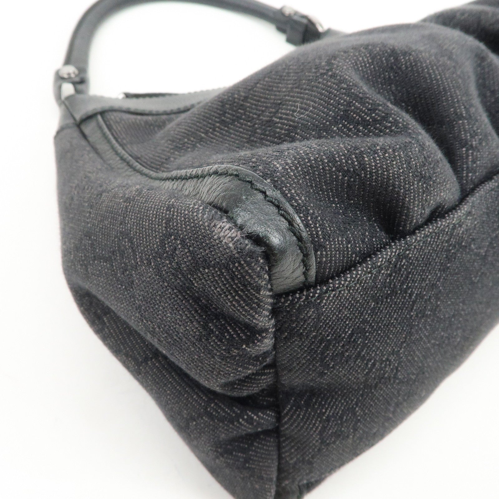 GUCCI Abbey GG Canvas Leather Shoulder Bag Hand Bag Black 265692