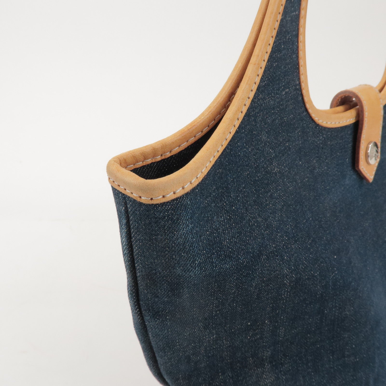 BURBERRY Blue Label Denim Leather Hand Bag Tote Bag Indigo Blue