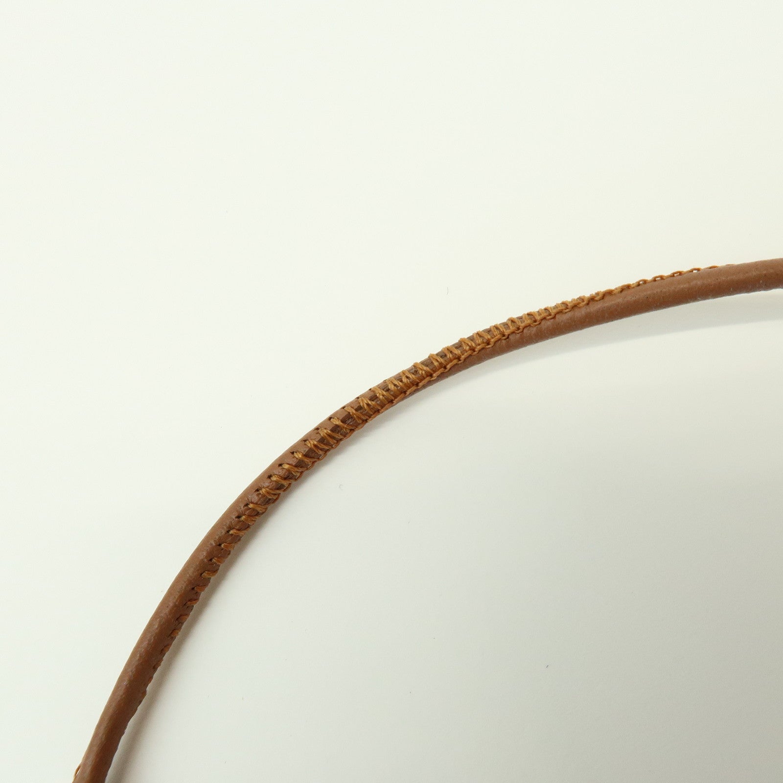 HERMES Logo Leather Metal Necklace Brown Pink Light Blue