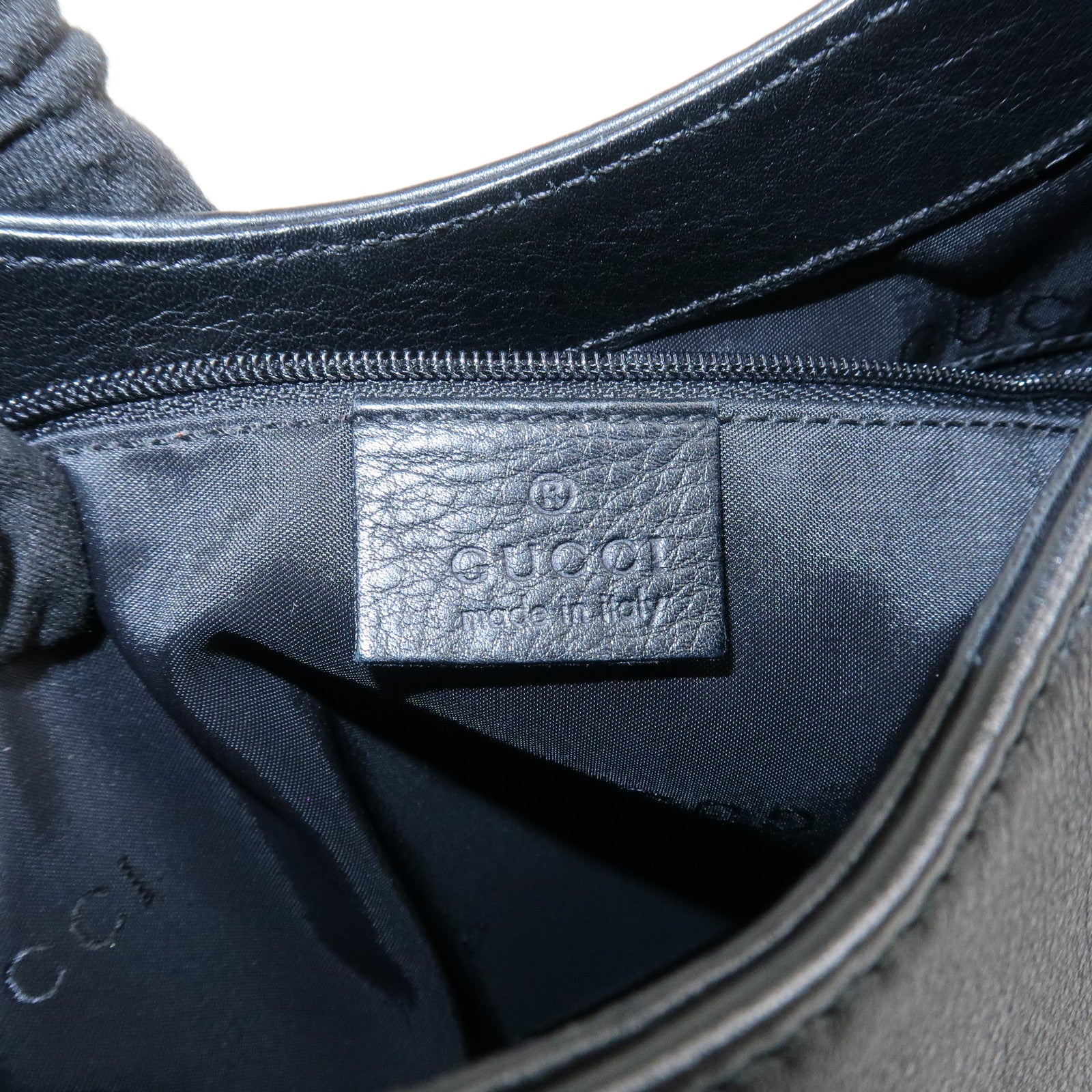 GUCCI Bamboo Leather Shoulder Bag Hand Bag Black 001 3244