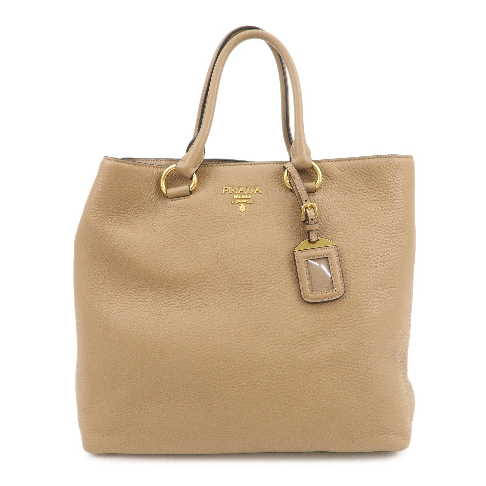 PRADA Logo Leather 2Way Bag Tote Bag Shoulder Bag Brown 1BG865