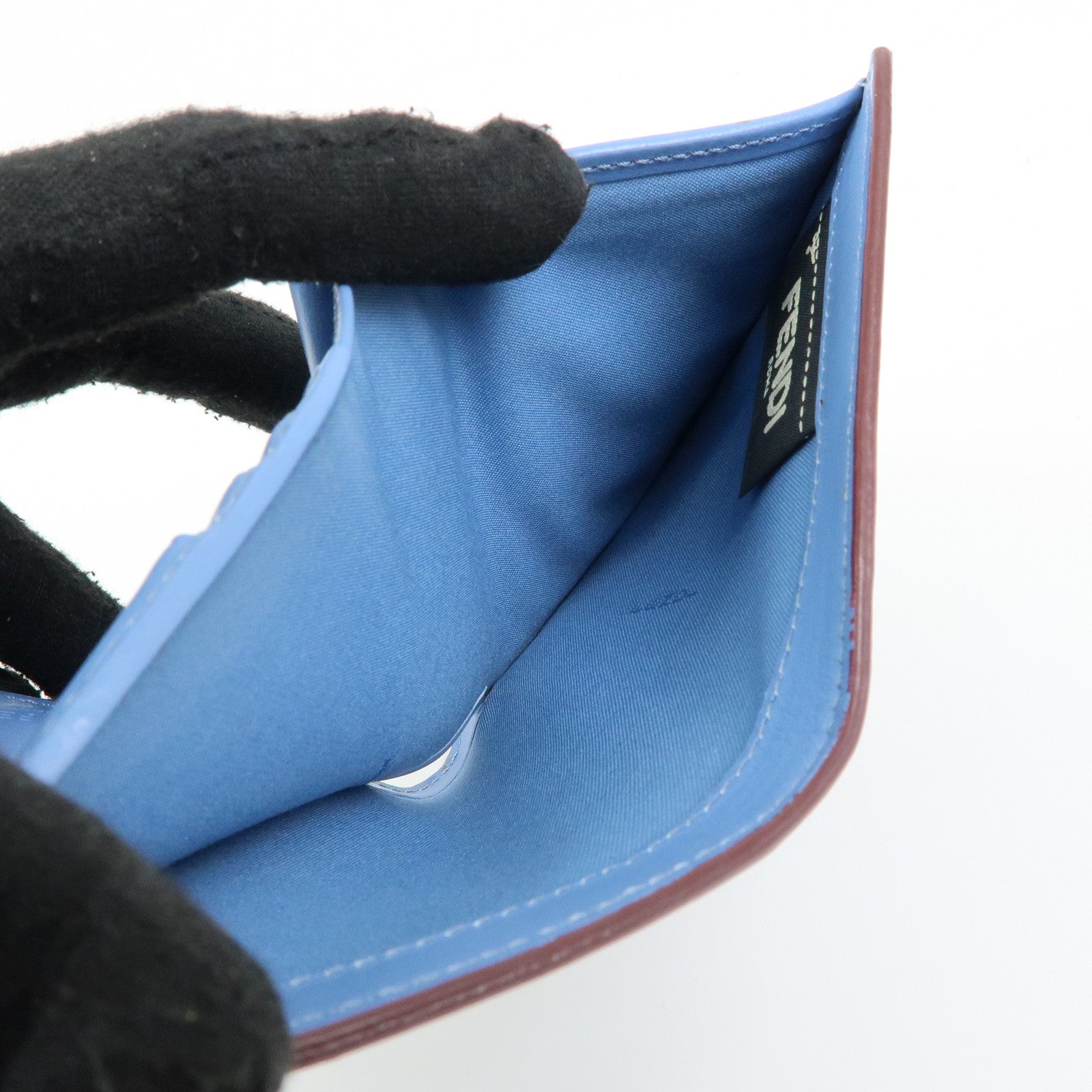 FENDI F is FENDI Leather Bi-fold Compact Wallet Gray 8M0387