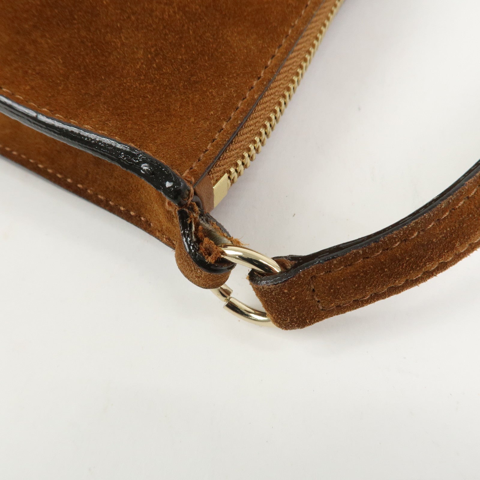 JIMMY CHOO Suede Leather Chain Shoulder Bag Hand Bag Brown