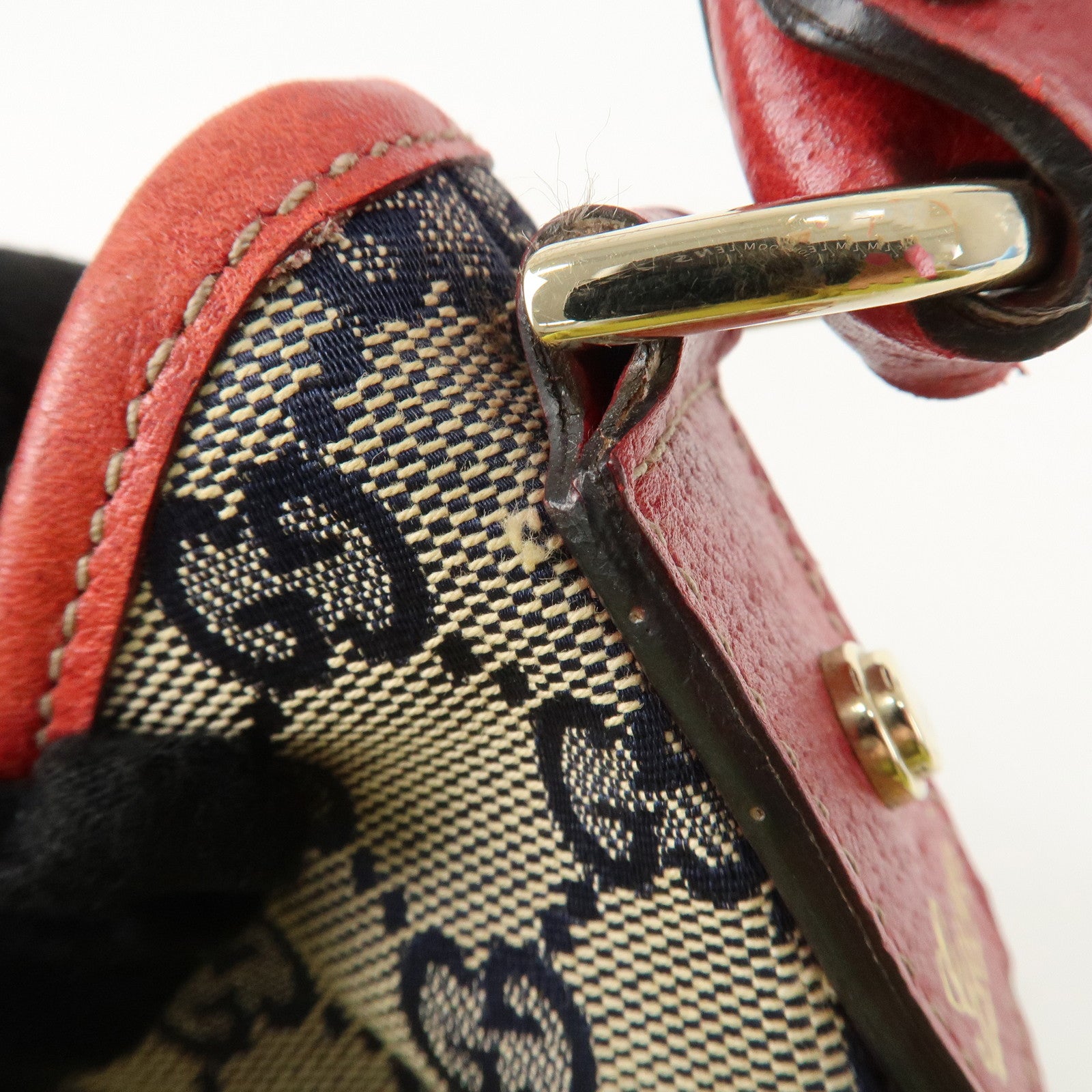 GUCCI Abbey GG Canvas Leather Shoulder Bag Hand Bag Beige Red 130738 Used