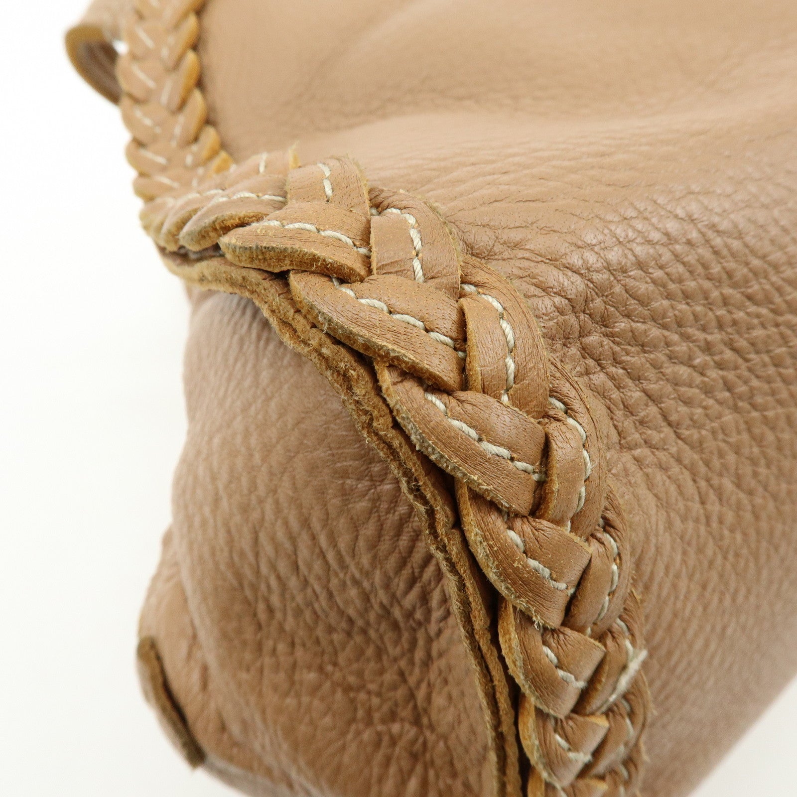 BOTTEGA VENETA Calf Leather Boston Bag Hand Bag Brown