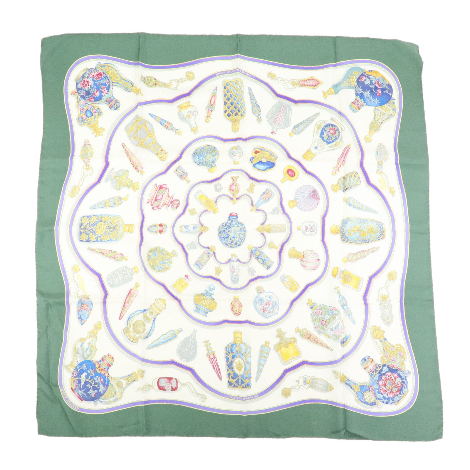 Hermes Carre 90 Silk 100% Pourvu qu'on ait l'ivresse Scarf Green