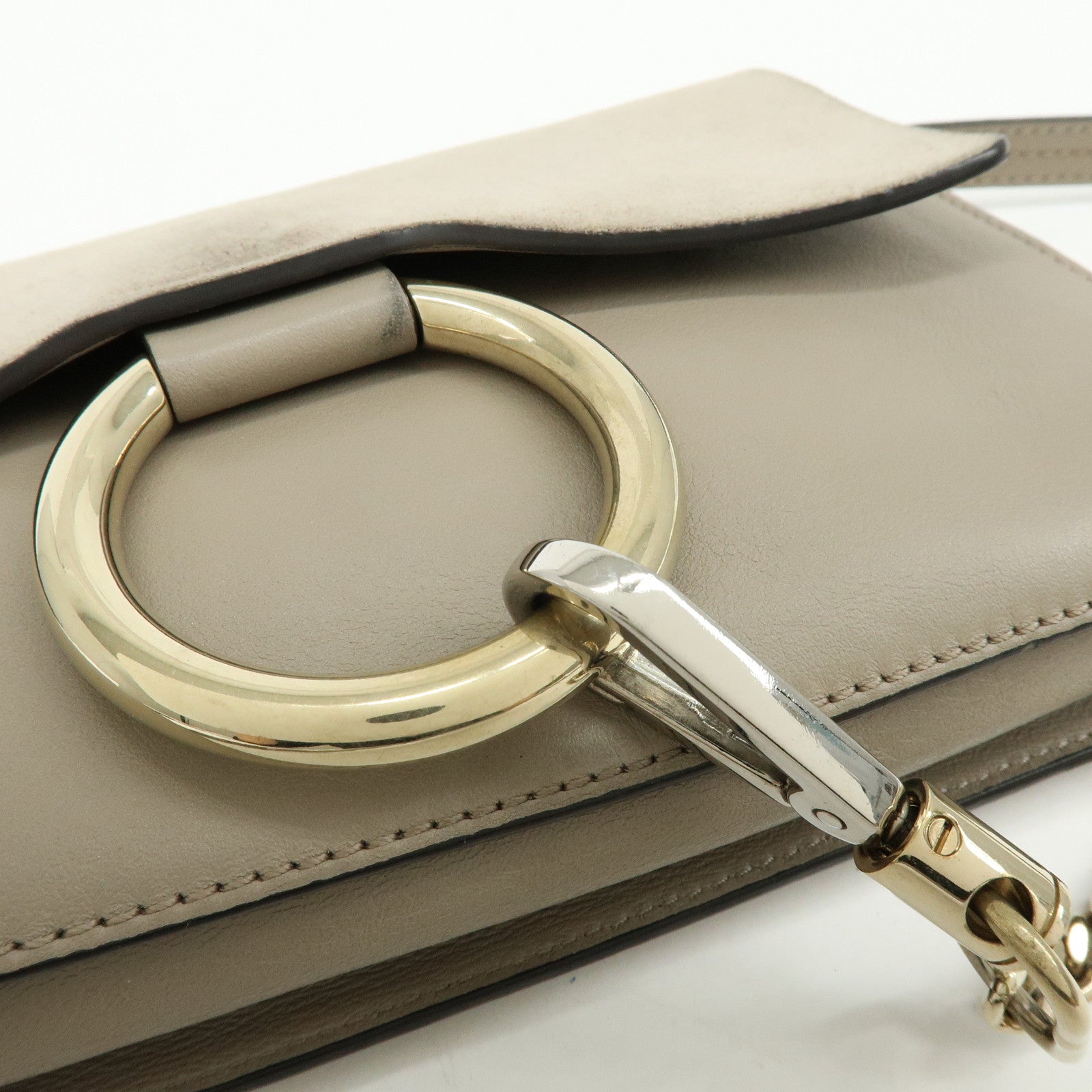 Chloe Faye Suede Leather Shoulder Bag Crossbody Bag Greige