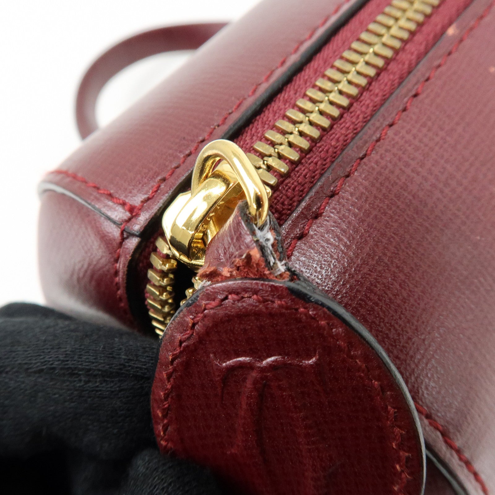 Cartier Must de Cartier Leather Boston Bag Hand Bag Bordeaux