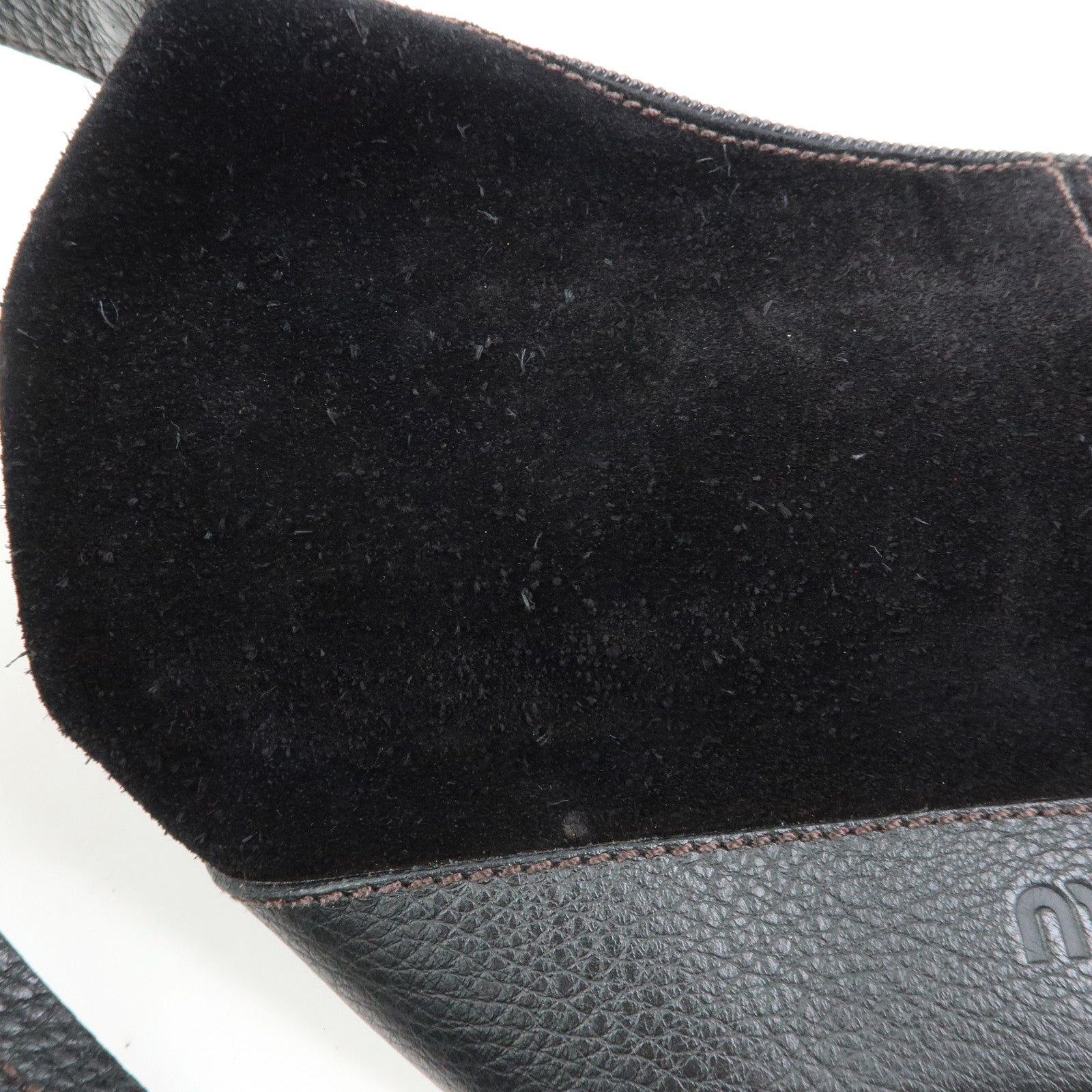 MIU MIU Suede Leather Shoulder Bag Crossbody Bag Black
