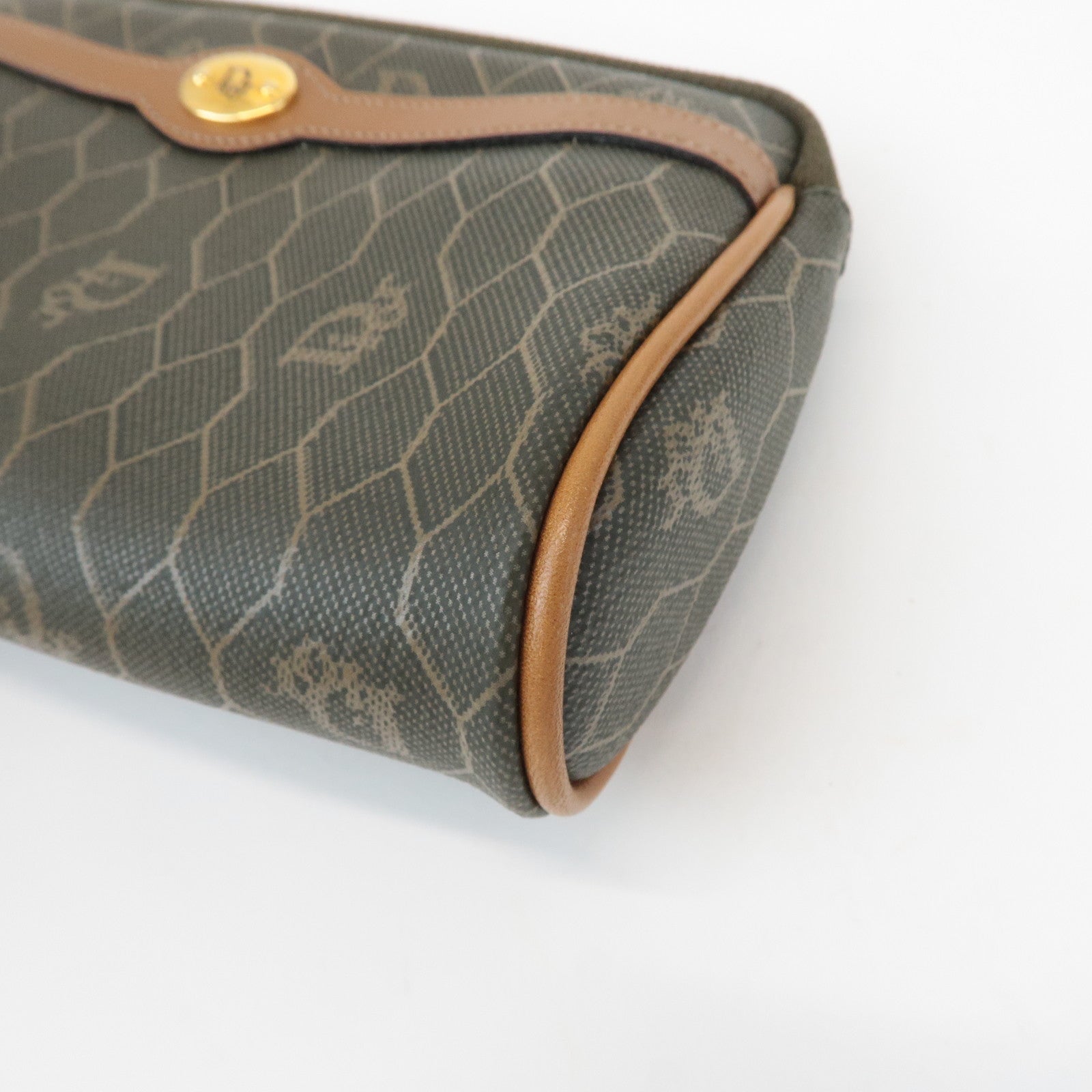 Chiristian Dior Honeycomb PVC Leather Pouch Brown