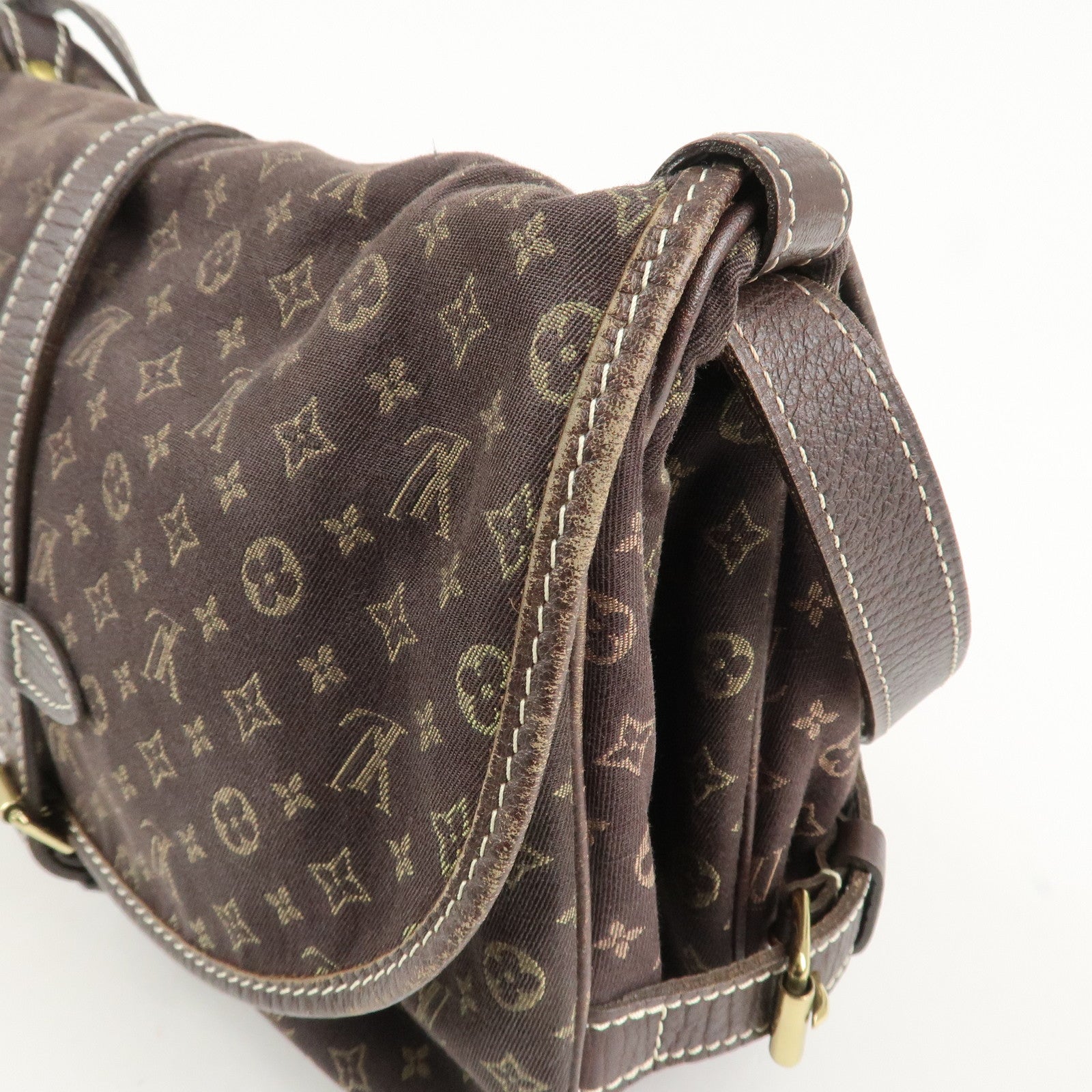 Louis Vuitton Monogram Mini Lin Saumur 30 Ebene Brown M95227 Used