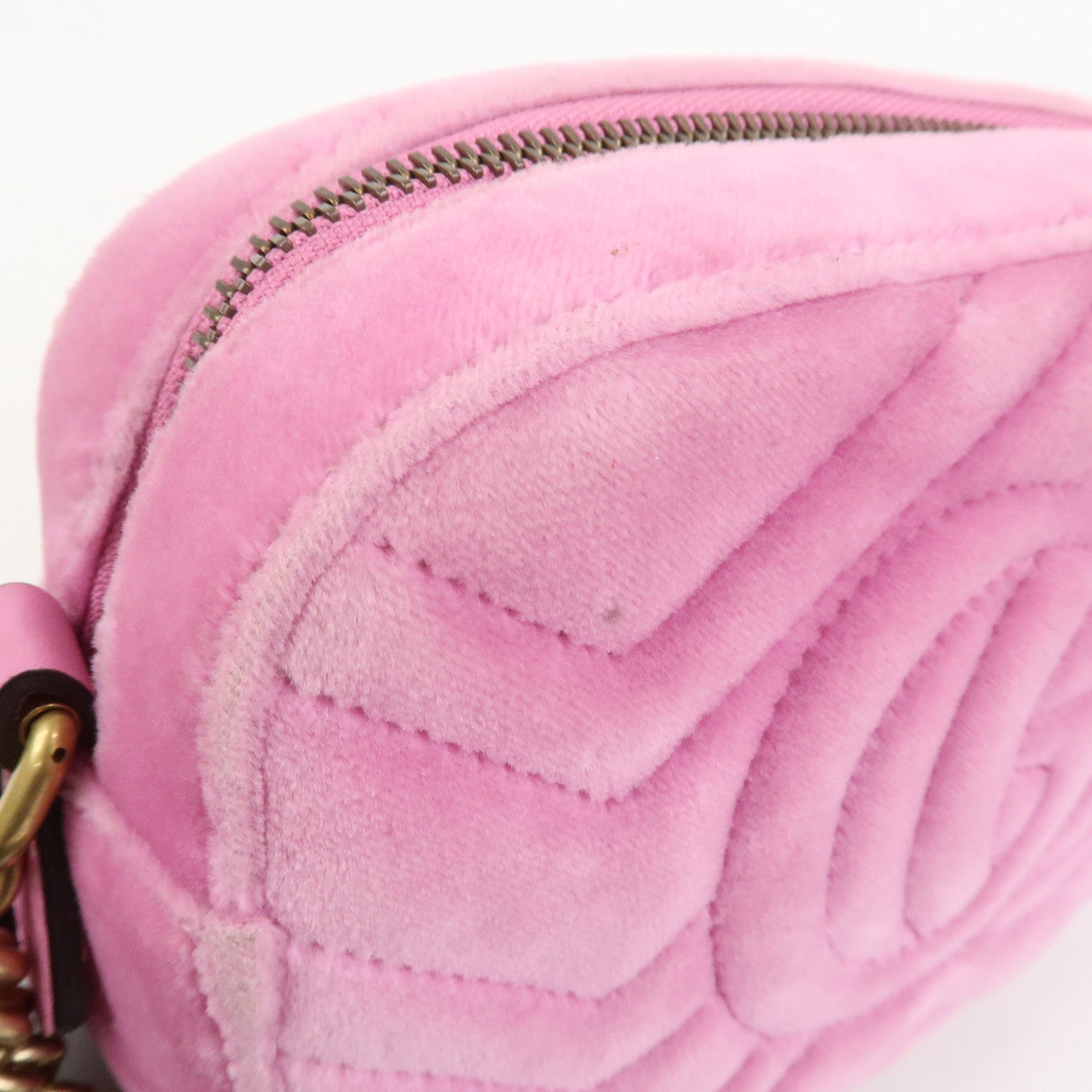 GUCCI GG Marmont Velvet Rhinestone Shoulder Bag Pink 448065
