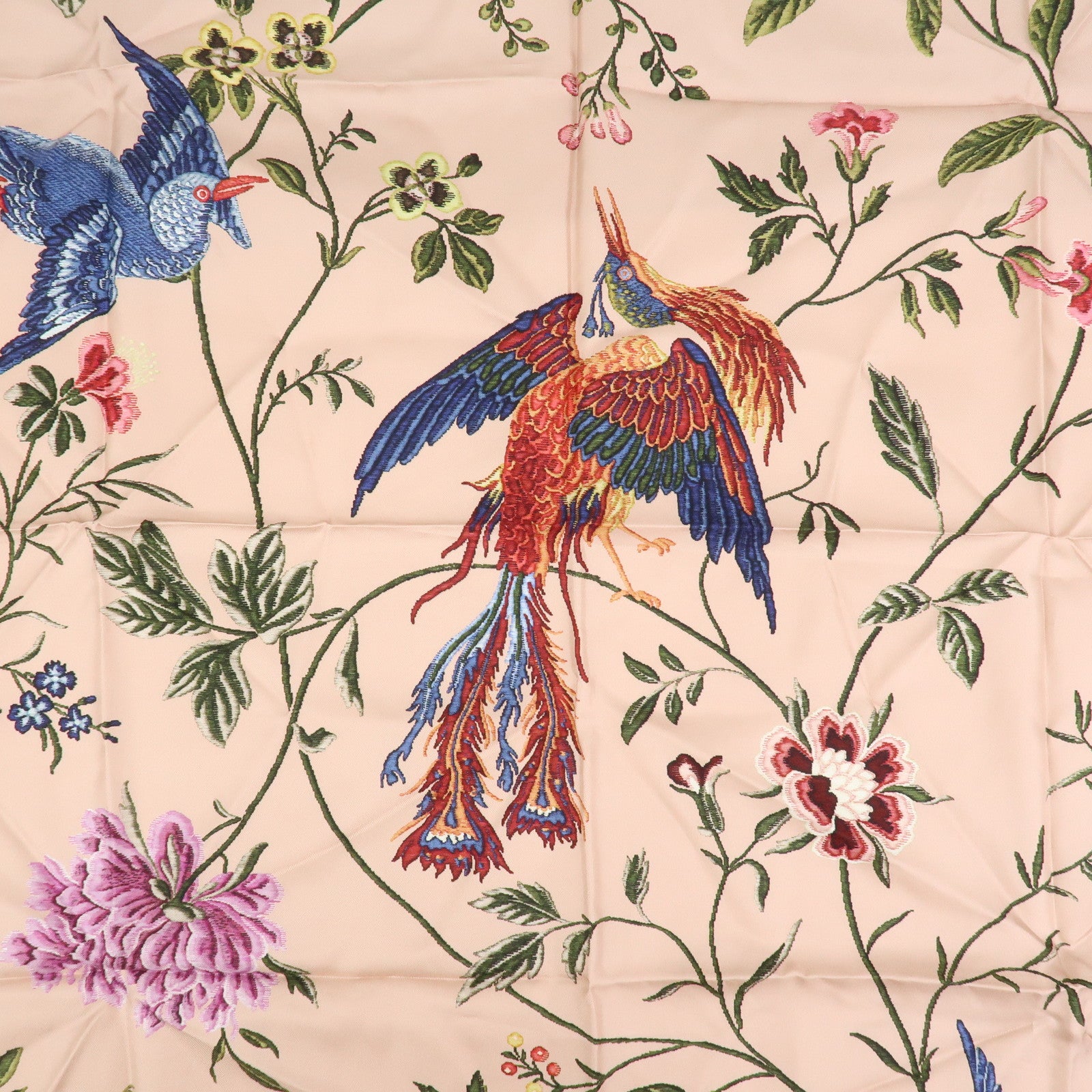 Christian Dior Logo Silk 100%  Bird-and-Flower Scarf Pink