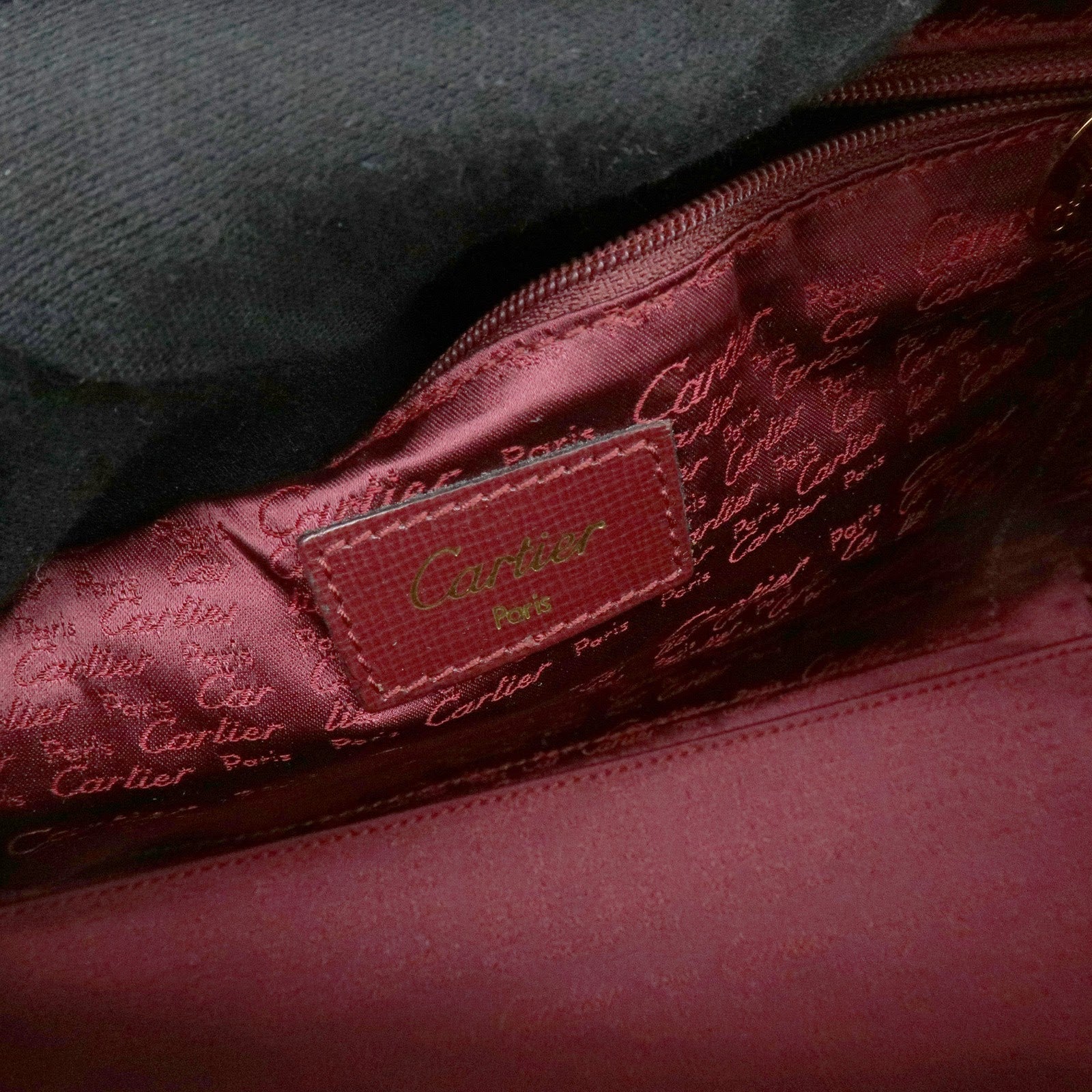 Cartier Must de Cartier Leather Boston Bag Hand Bag Bordeaux