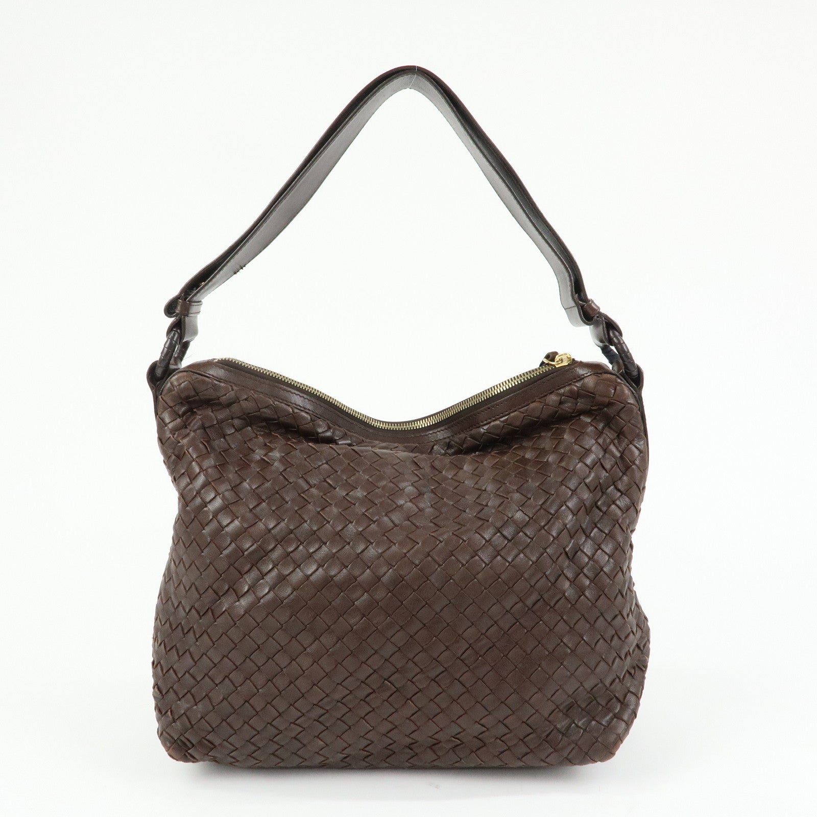 BOTTEGA VENETA Intrecciato Leather Shoulder Bag Brown 115658