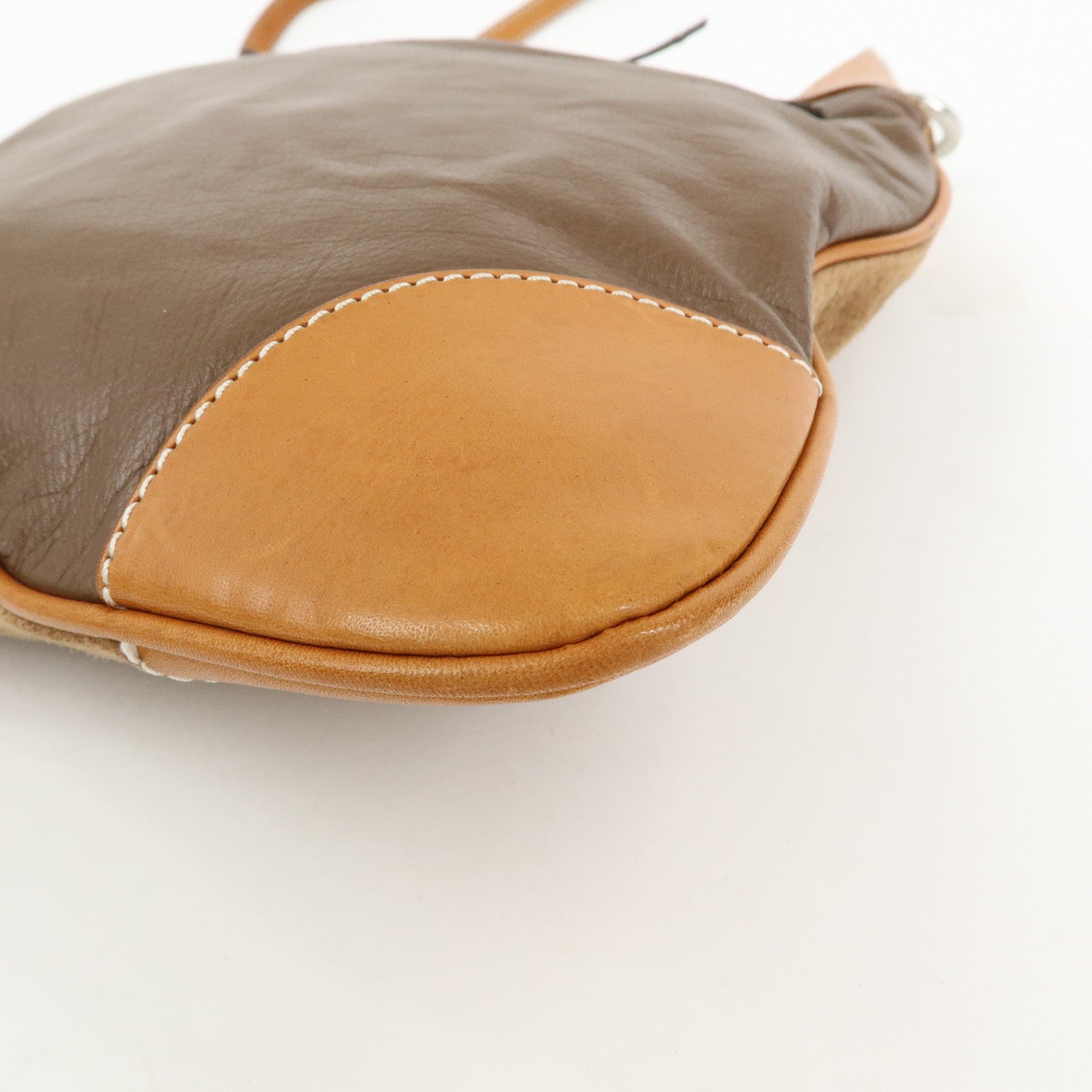 BURBERRY Blue Label Suede Leather Shoulder Bag Crossbody Bag Brown