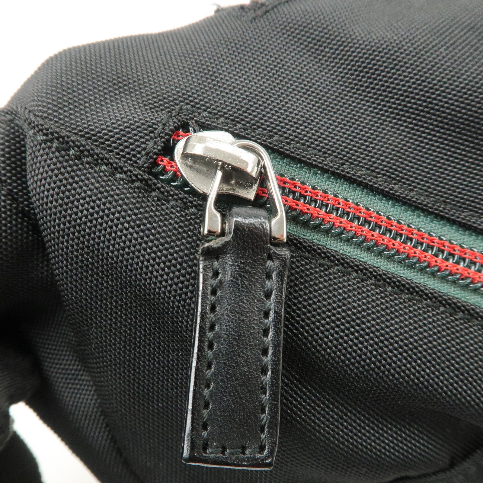 GUCCI Sherry Nylon Leather Body Bag Waist Bag Black 122350