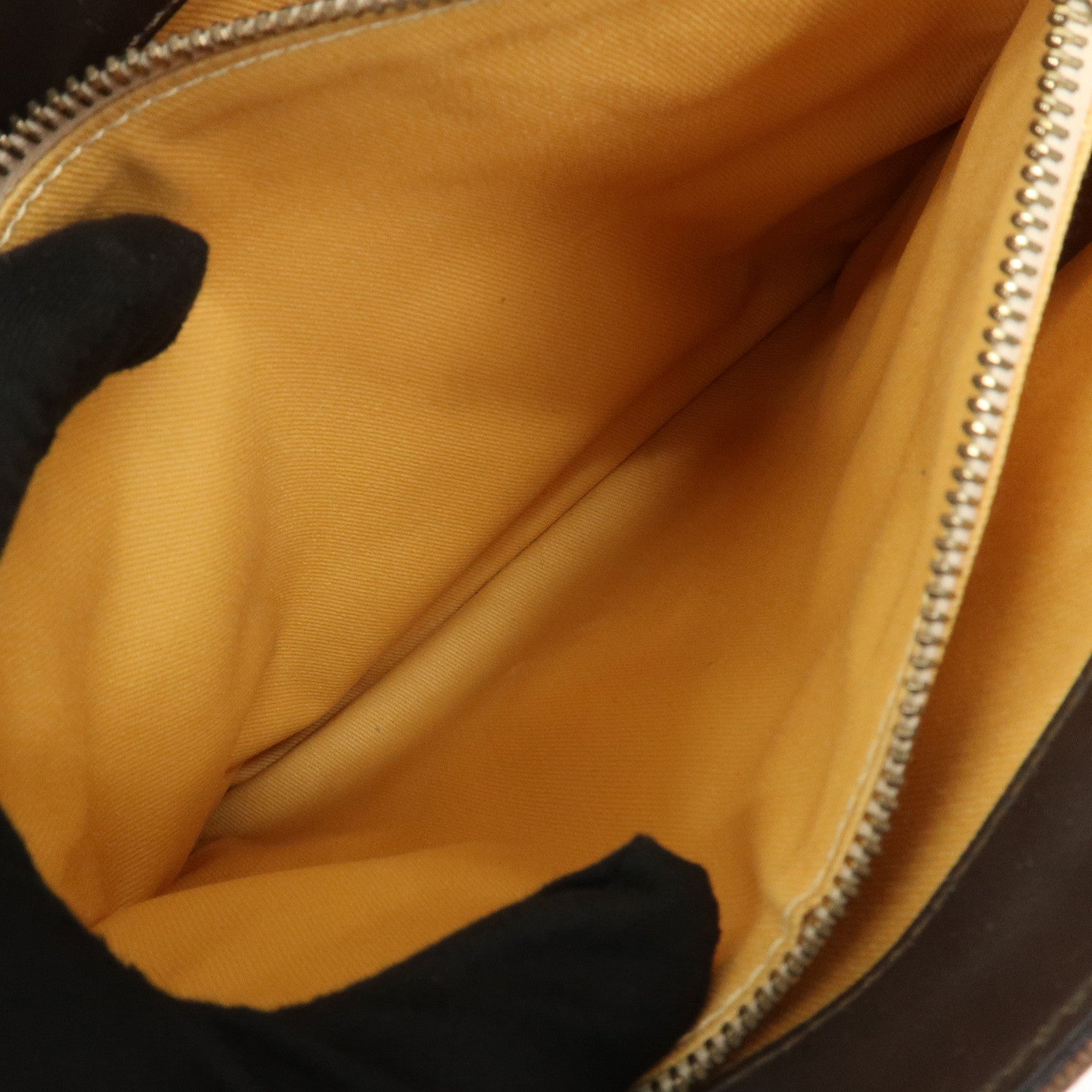 CELINE C Macadam Canvas Leather Hand Bag Brown Beige