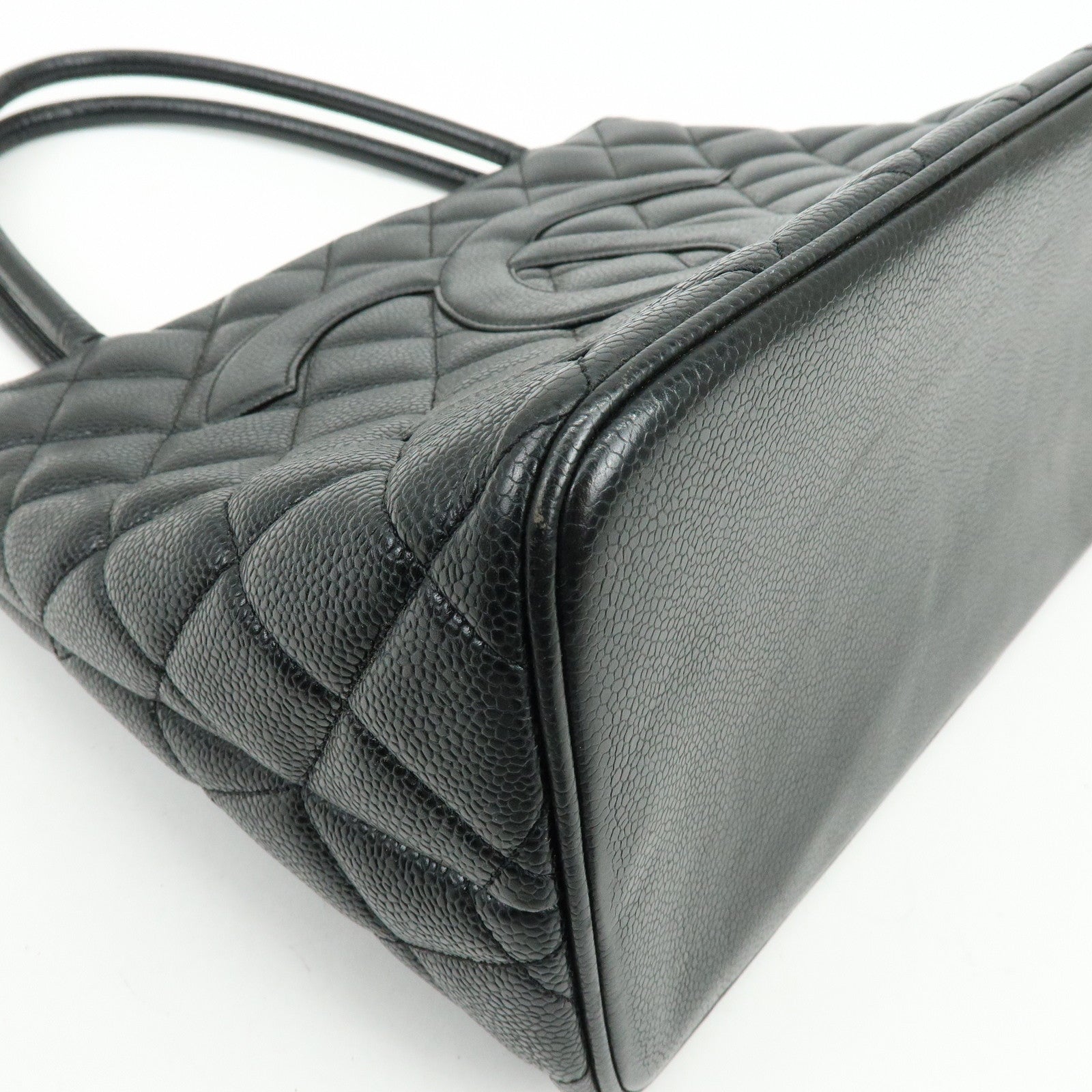 CHANEL Matelasse COCO Mark Medallion Caviarskin Tote Bag A01804