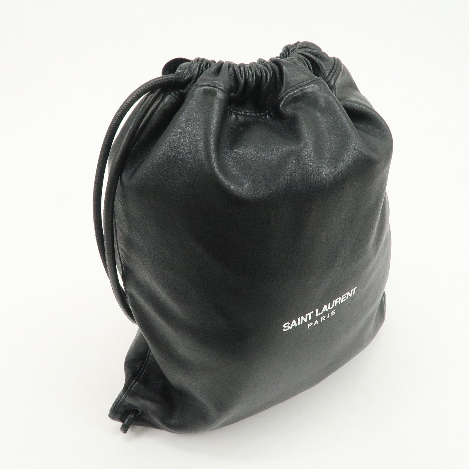 SAINT LAURENT PARIS TEDDY Lambskin Drawstring Backpack 553919