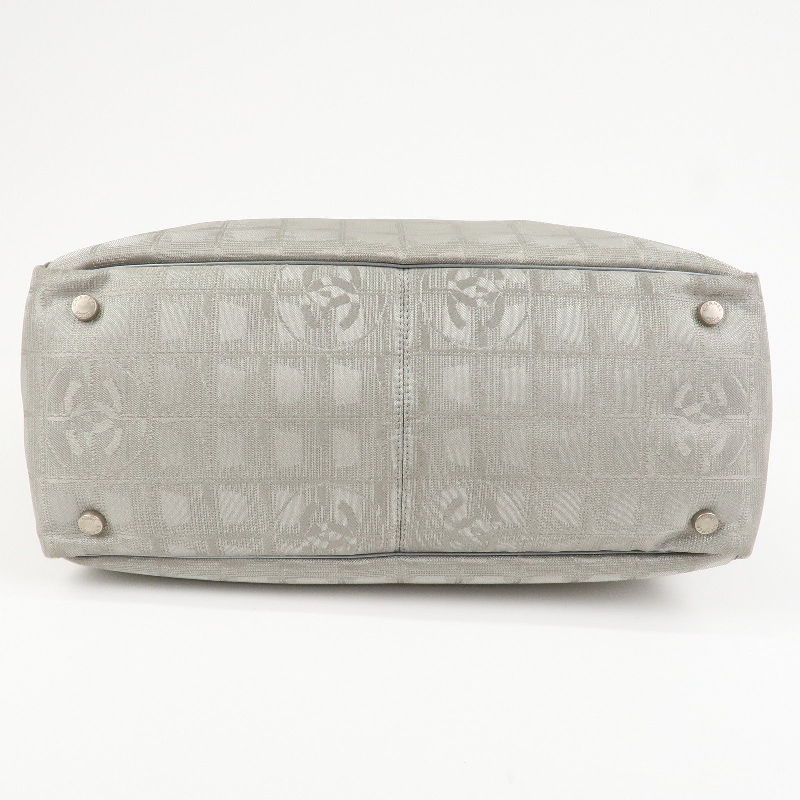 CHANEL New Travel Line Nylon Jacquard Leather Tote Bag MM A15991