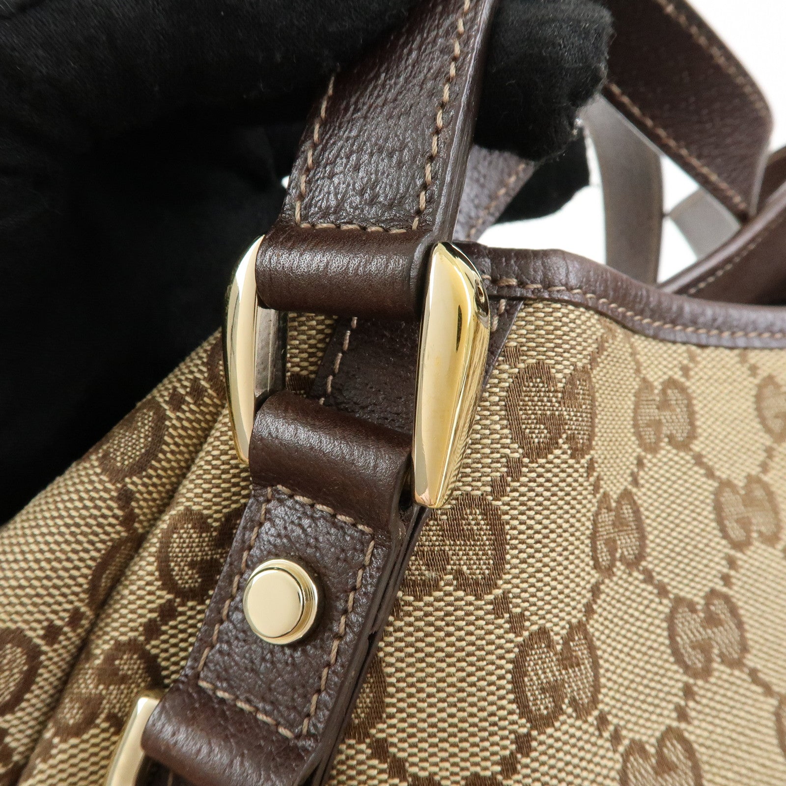 GUCCI Abbey GG Canvas Leather Tote Hand Bag Beige Brown 130736