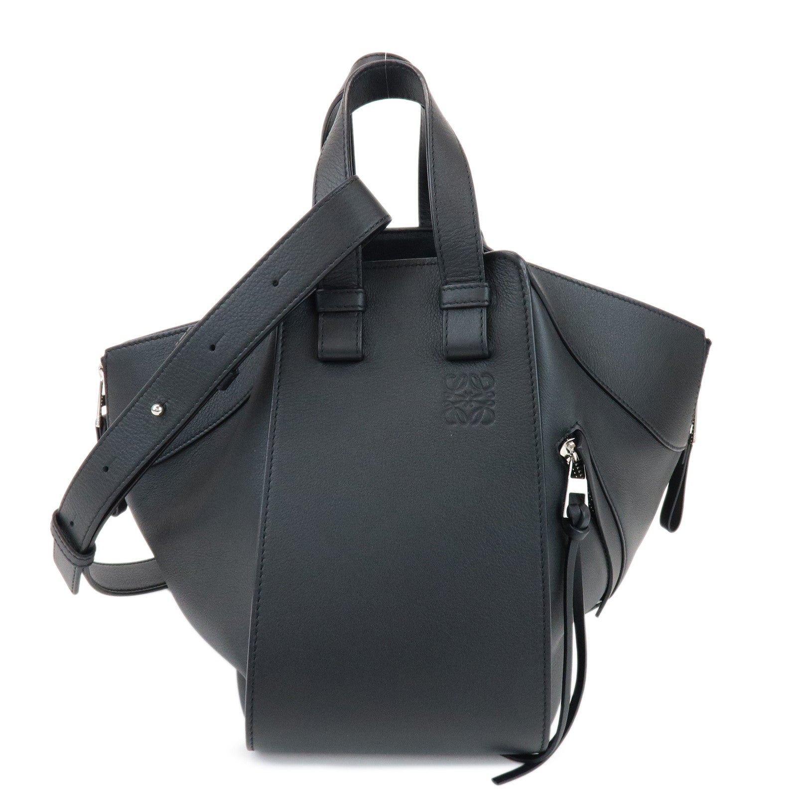 LOEWE Anagram Leather Hammock Small 2Way Shoulder Bag Black