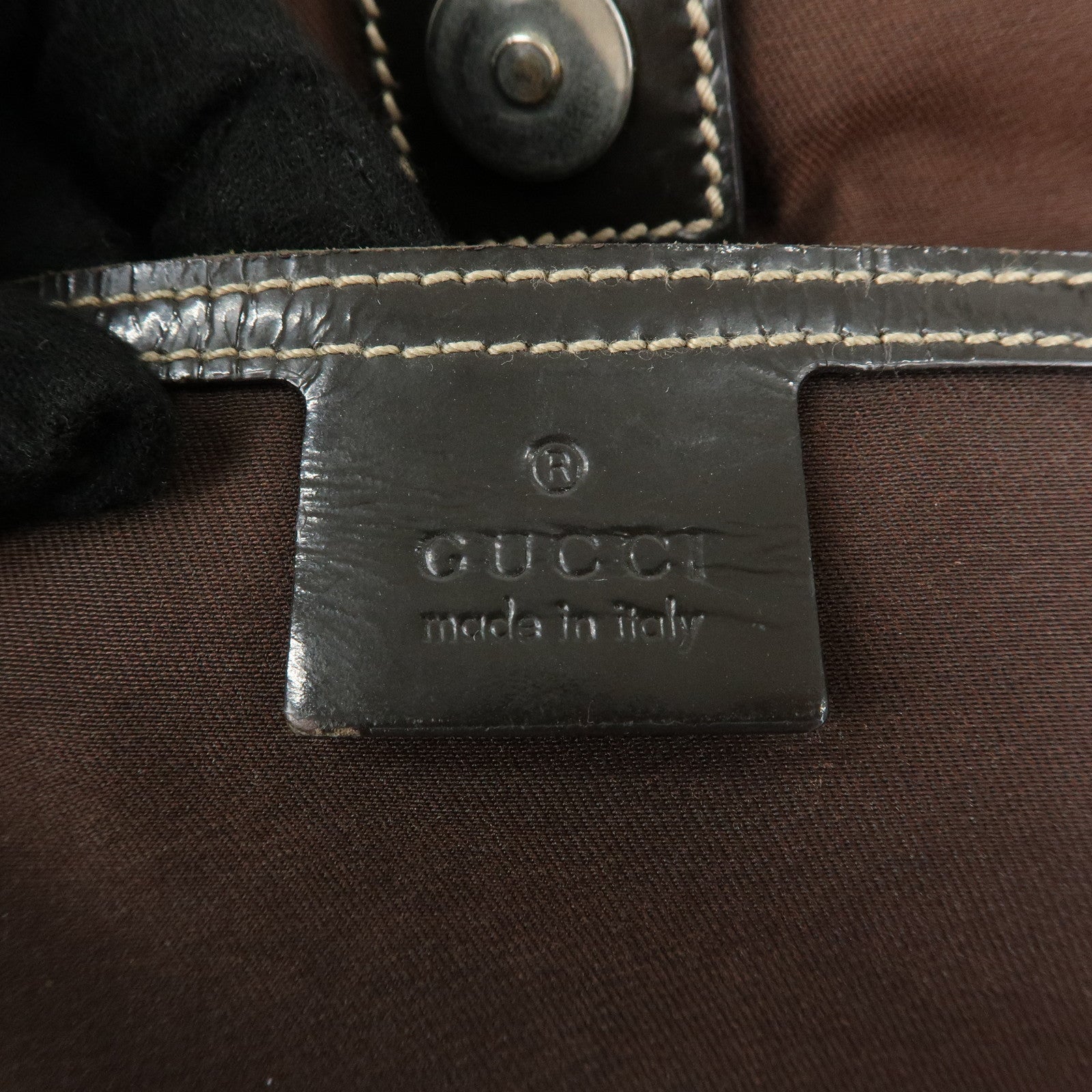 GUCCI GG Supreme Patent Leather Tote Bag Shoulder Bag Beige 197953