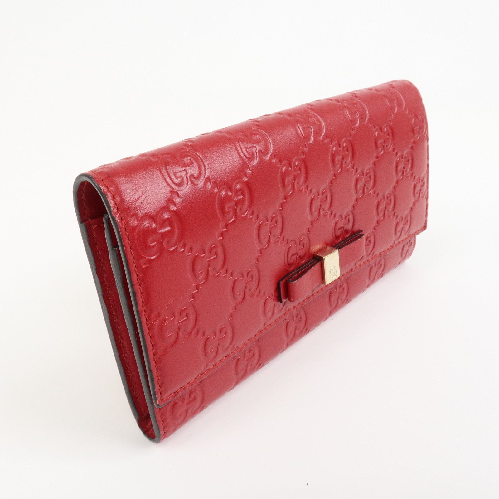GUCCI Guccissima Interlocking G Flap Long Wallet Red 388679