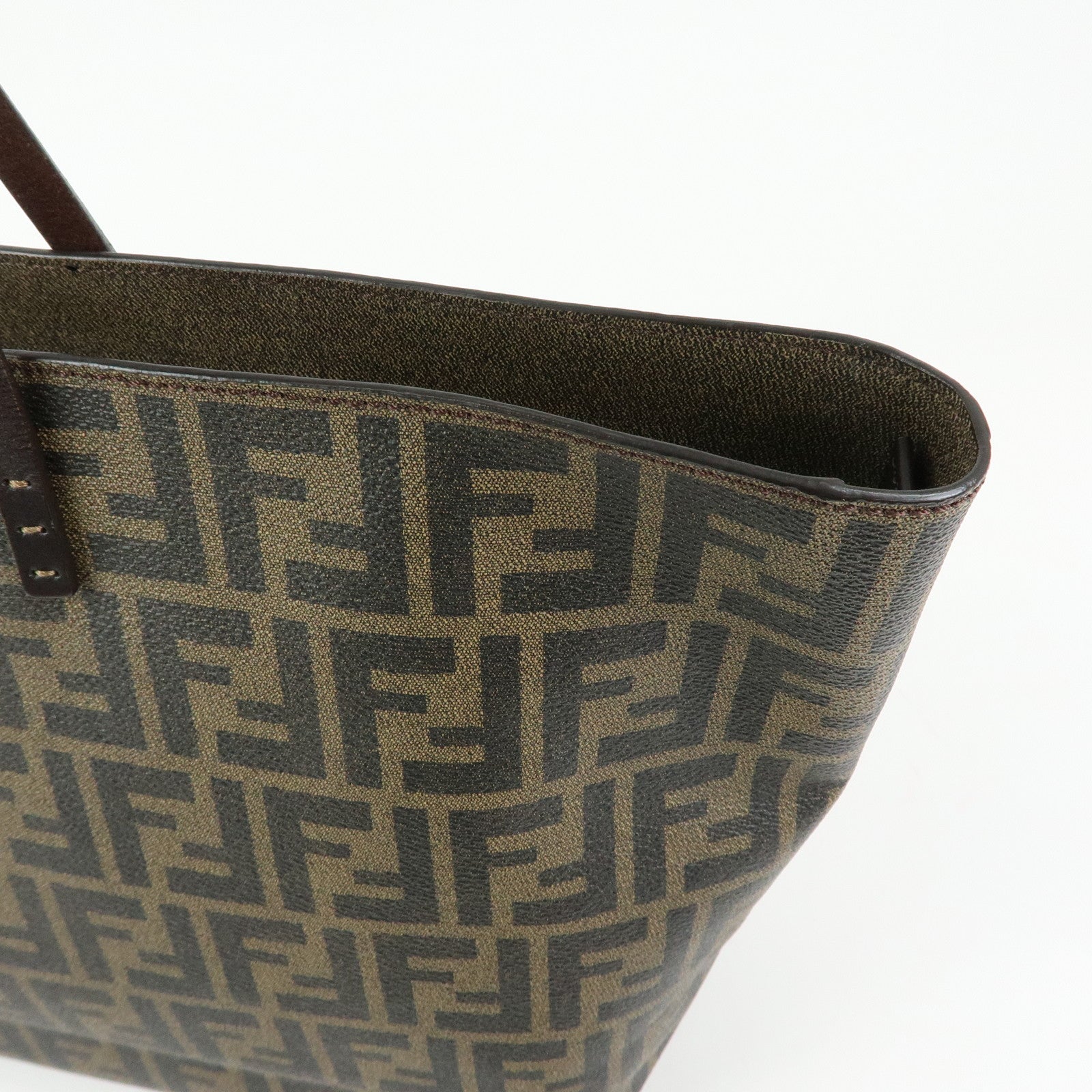 FENDI Zucca Canvas PVC Leather Tote Bag Shoulder Bag Brown 8BH185