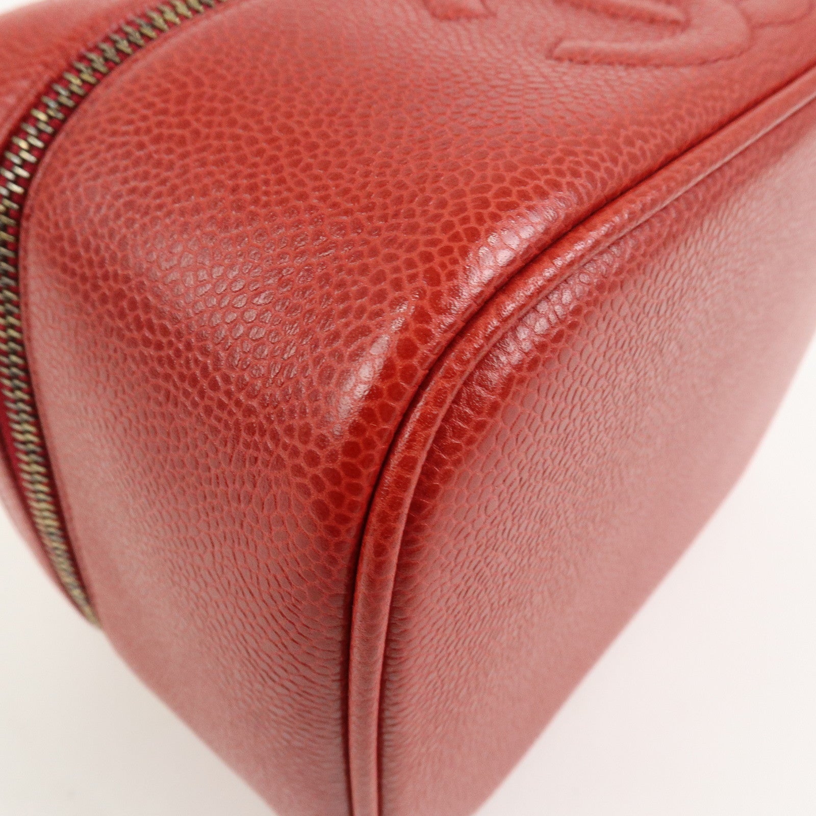 CHANEL COCO Mark Caviarskin Vanity Bag Hand Bag Red A01998