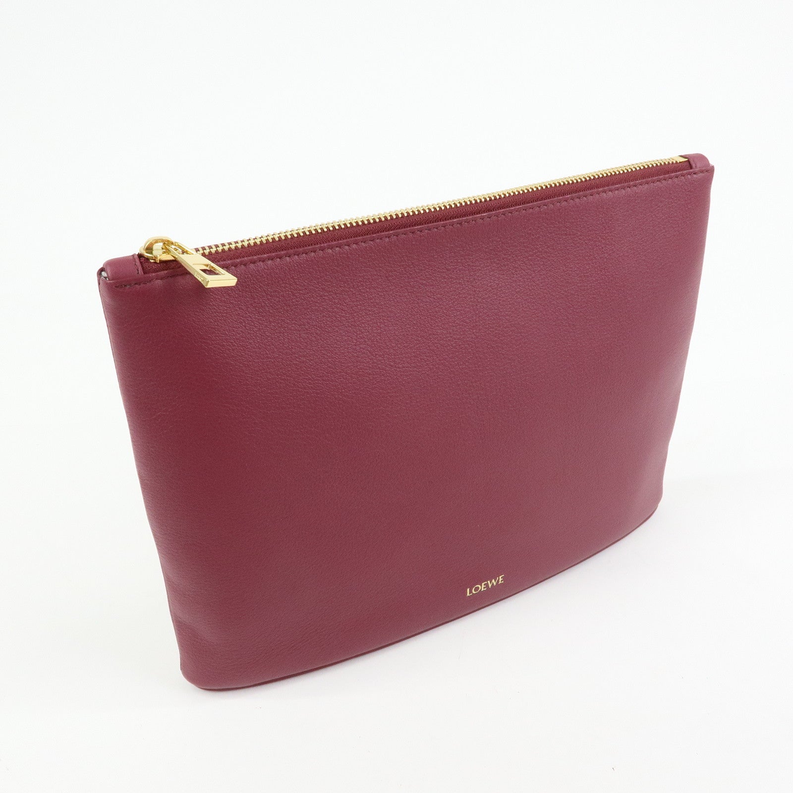 LOEWE Nappa Leather Clutch Bag Pouch Purple