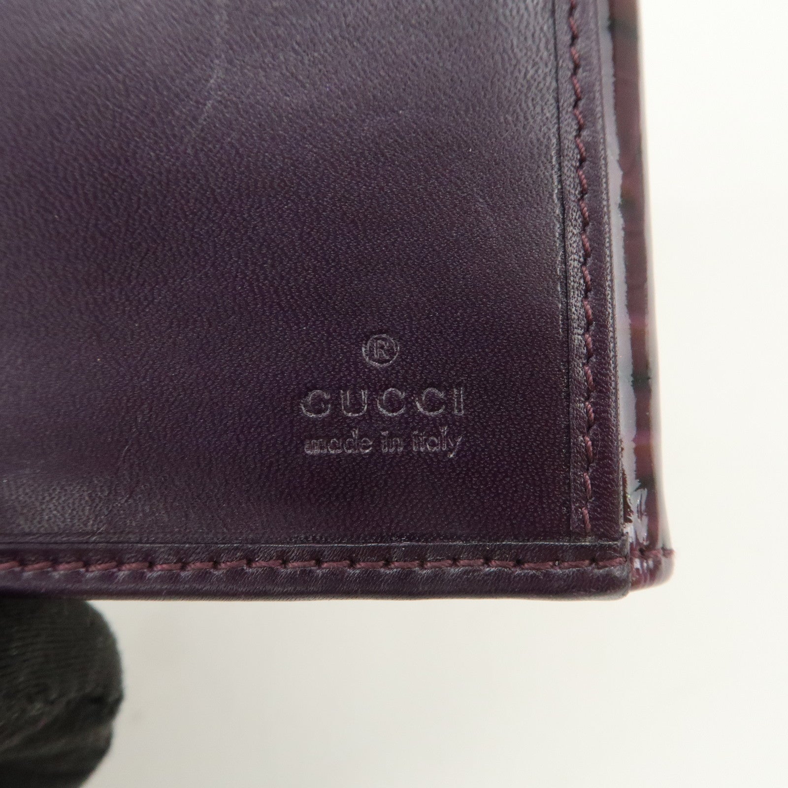 GUCCI New Jackie Logo Patent Leather Long Flap Wallet Purple 141430