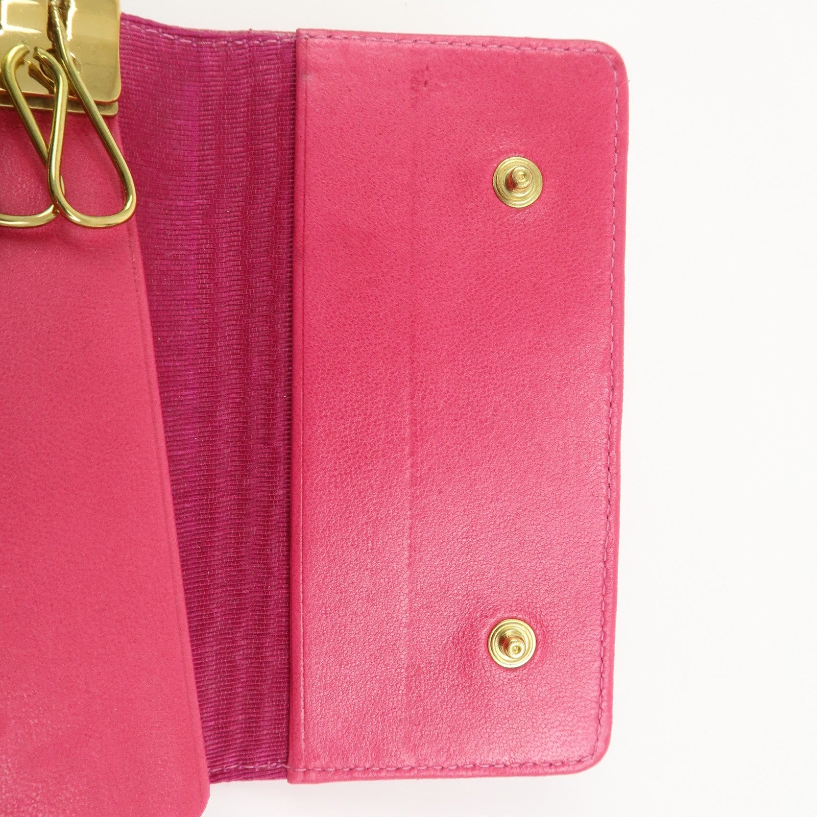 CHANEL COCO Mark Caviarskin 6 Rings Key Case Key Holder Pink A01439