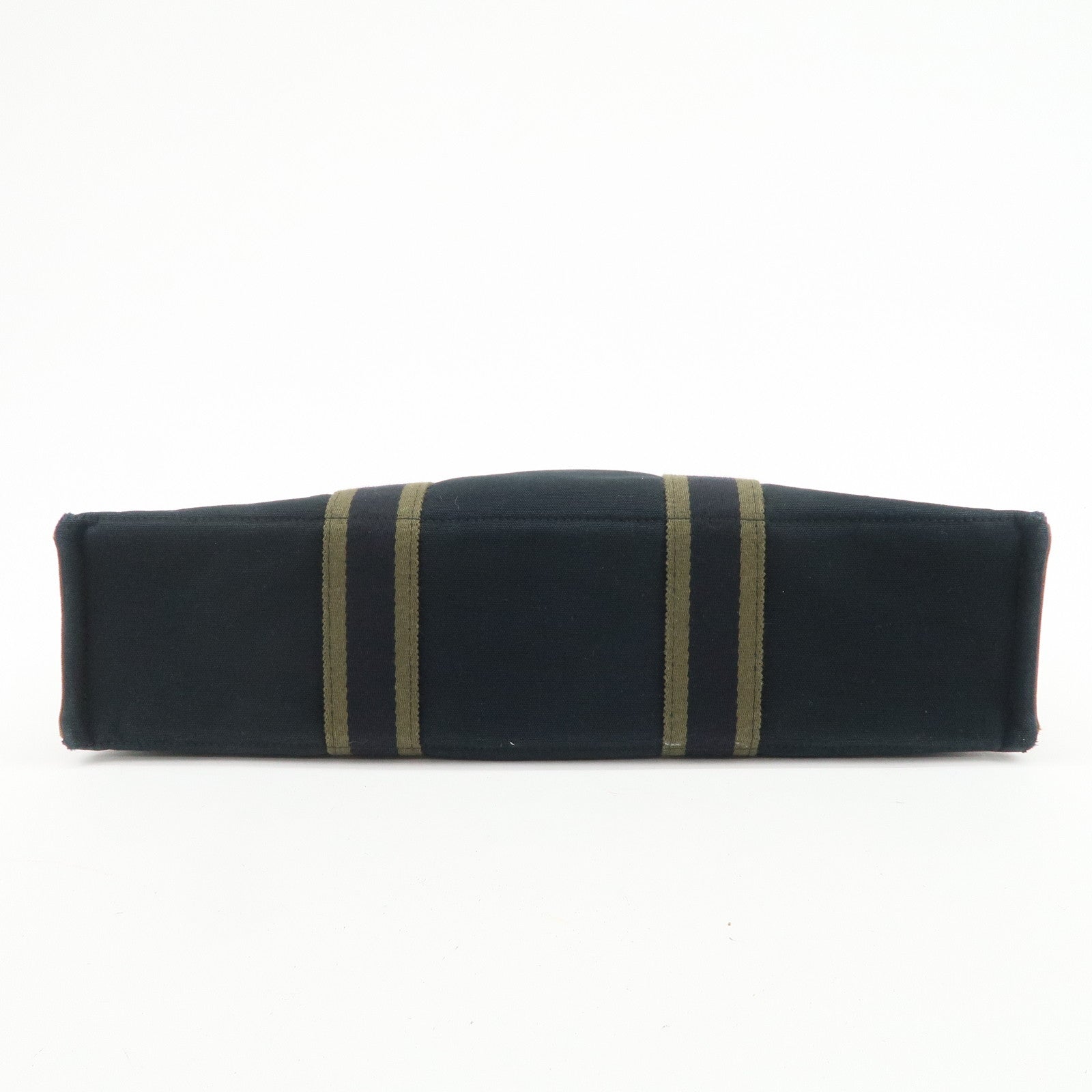 HERMES Fourre Tout MM Canvas Tote Bag Hand Bag Black Khaki