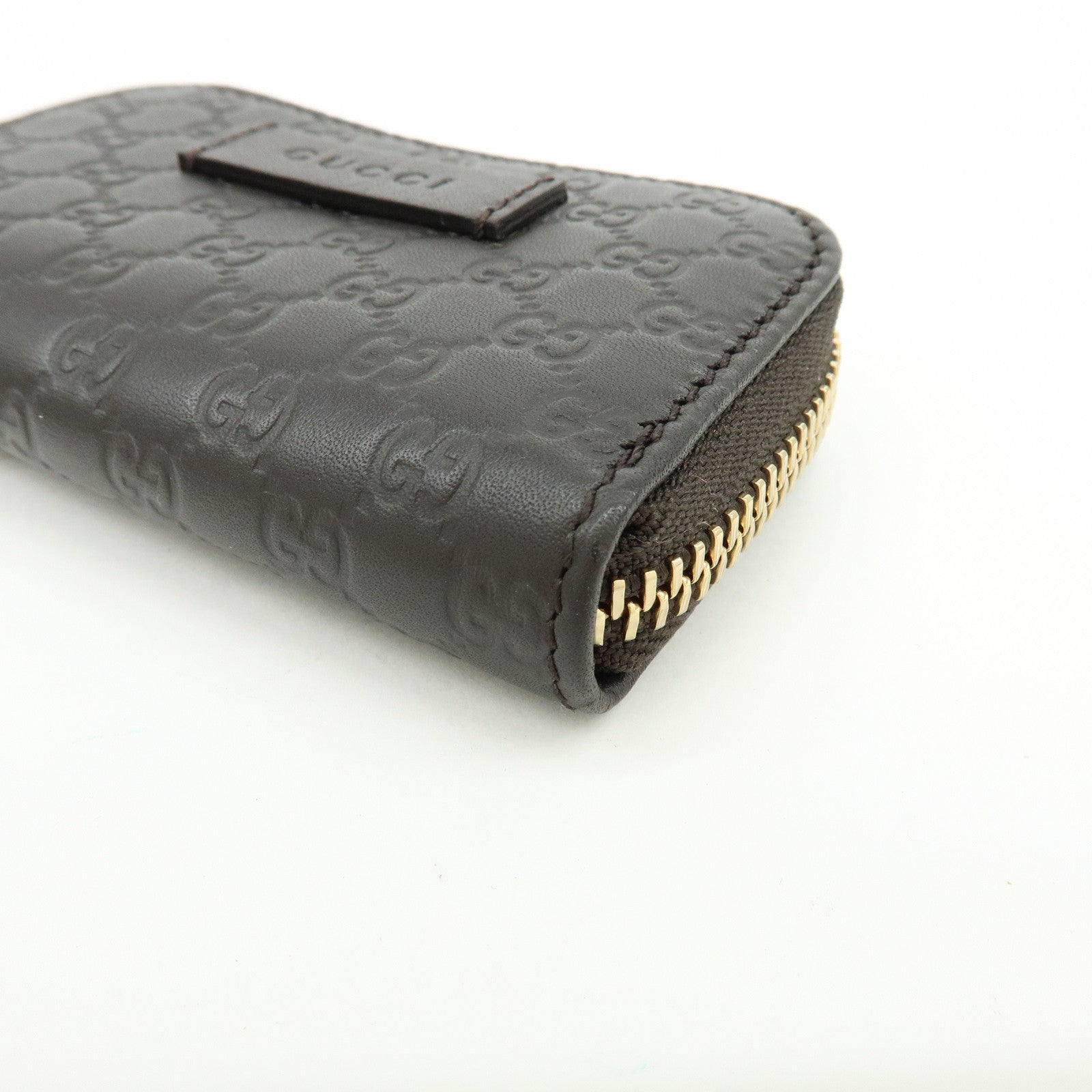 GUCCI Micro Guccissima Leather Coin Case Purse Dark Brown 449896