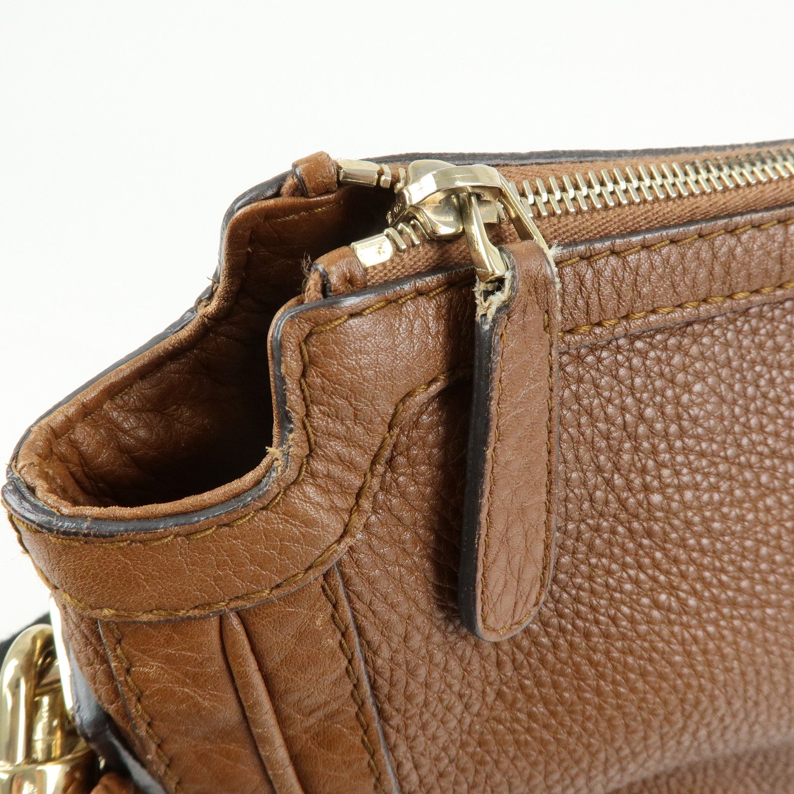 GUCCI Bamboo Leather Shoulder Bag Hand Bag Tassel Brown 269947