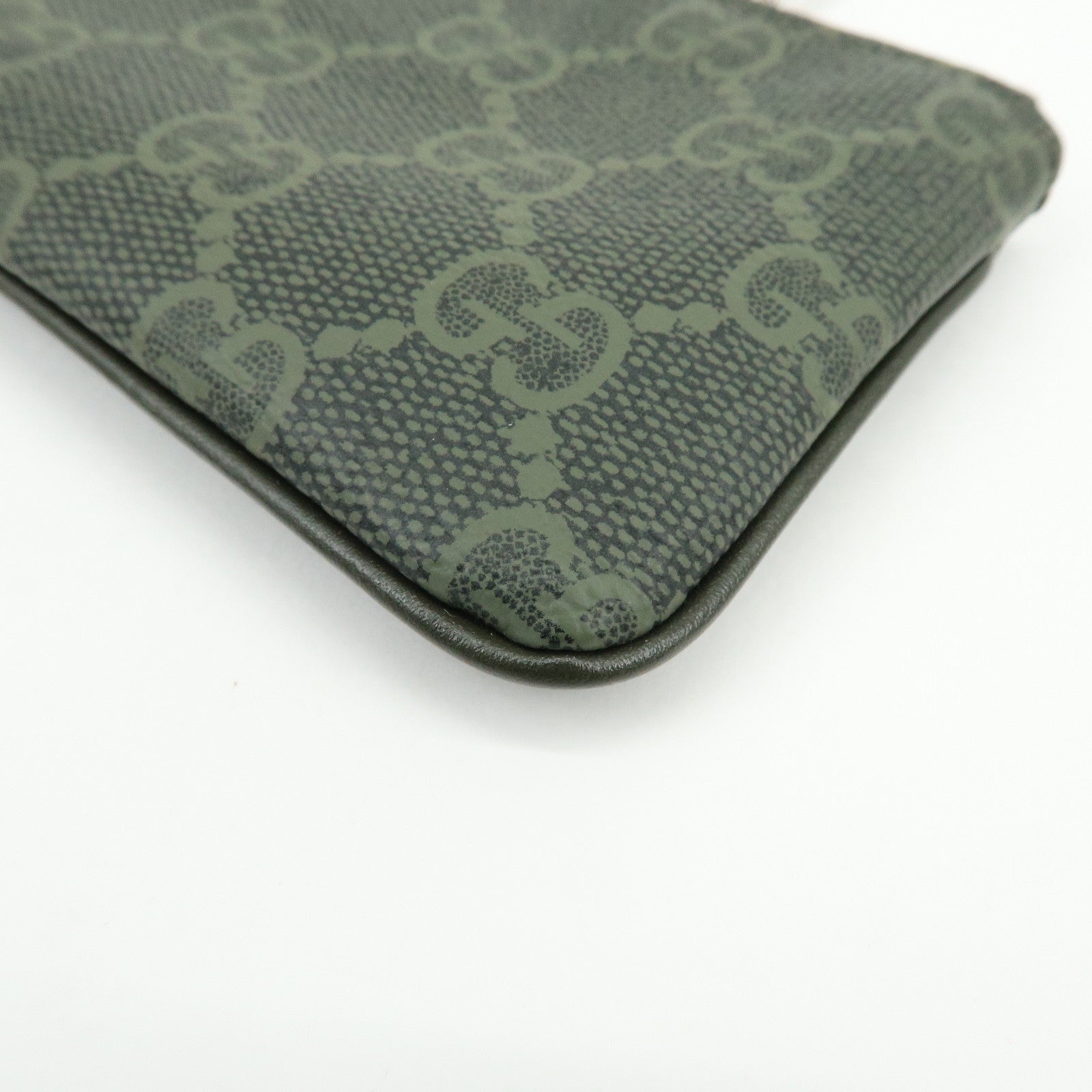 GUCCI Trim GG Supreme PVC Coin Case Card Case Khaki