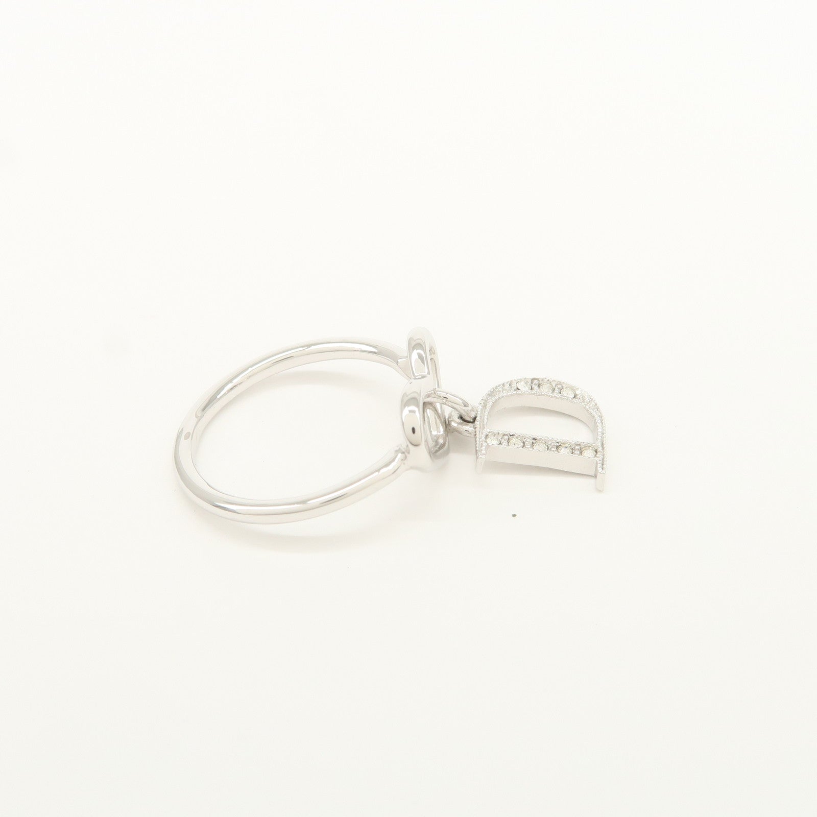 Christian Dior D Logo Heart Metal Ring Silver US 6