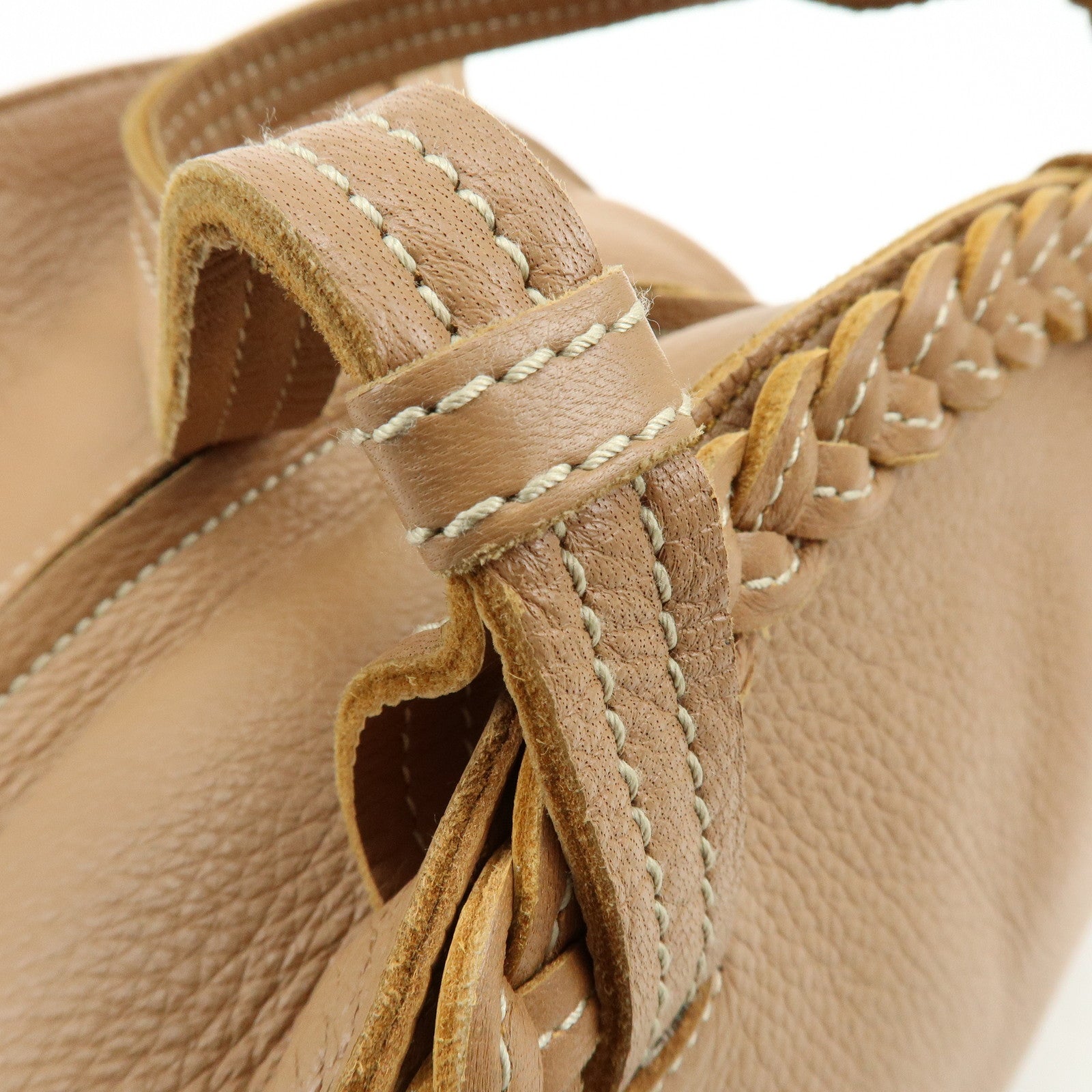 BOTTEGA VENETA Calf Leather Boston Bag Hand Bag Brown