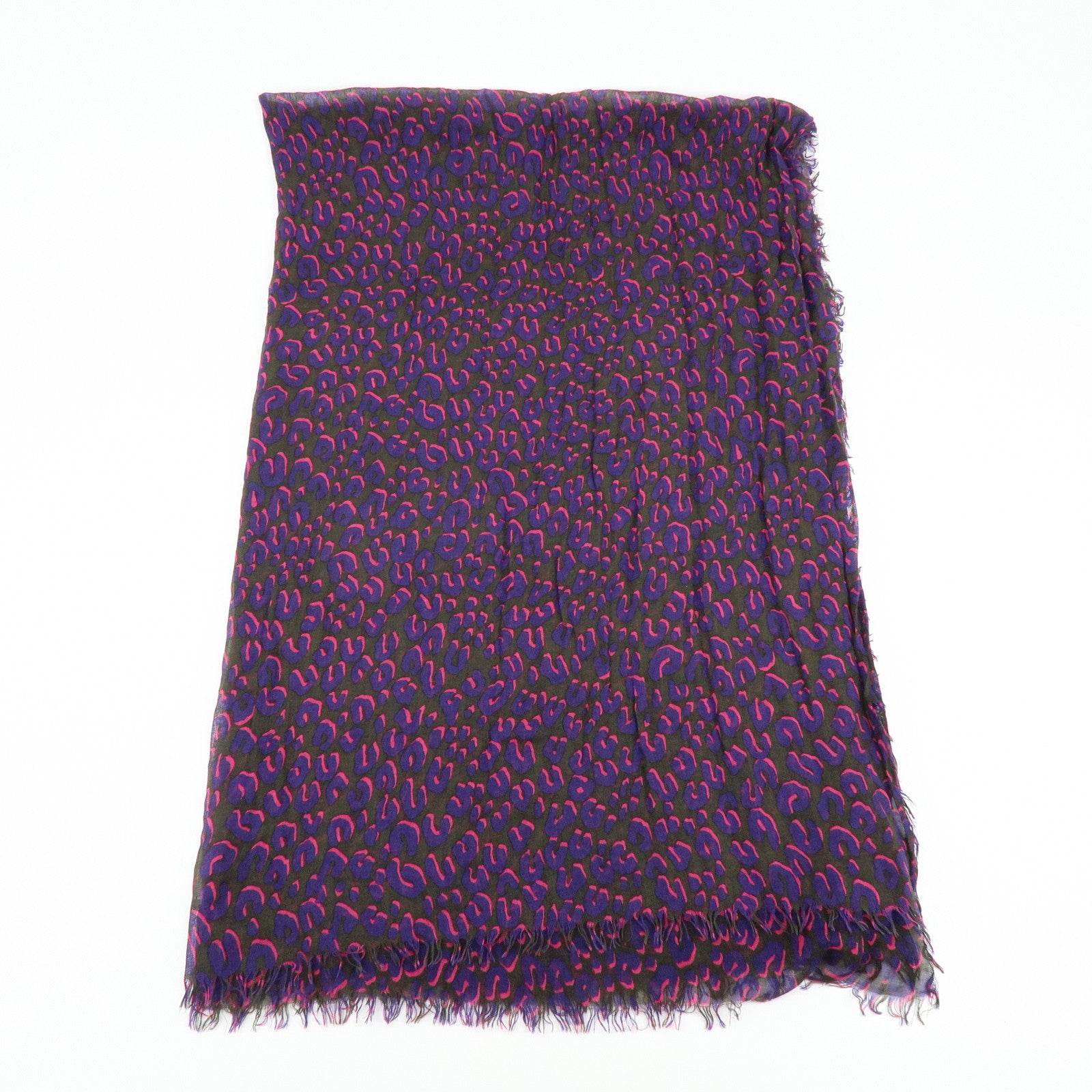 Louis Vuitton Cashmere Silk Scarf Leopard Purple Black 413287