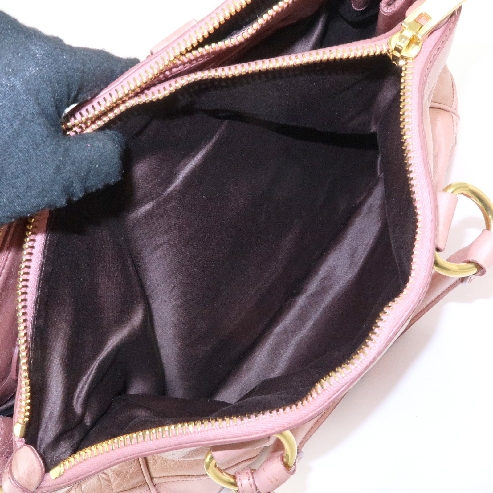 MIU MIU Vitello Shine Leather 2Way Bag Shoulder Bag Pink RN1091