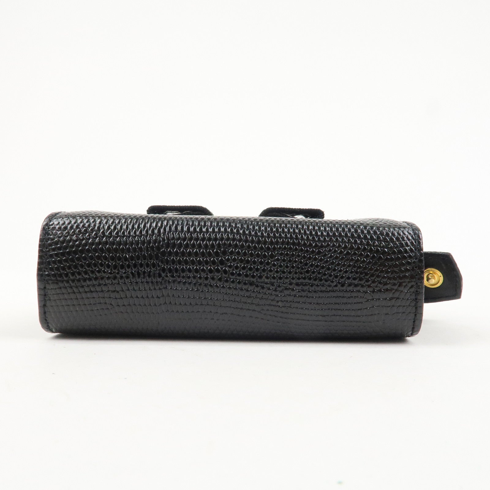 Ferragamo Set Of 2 Leather Nylon Pouch Black Purple Gold