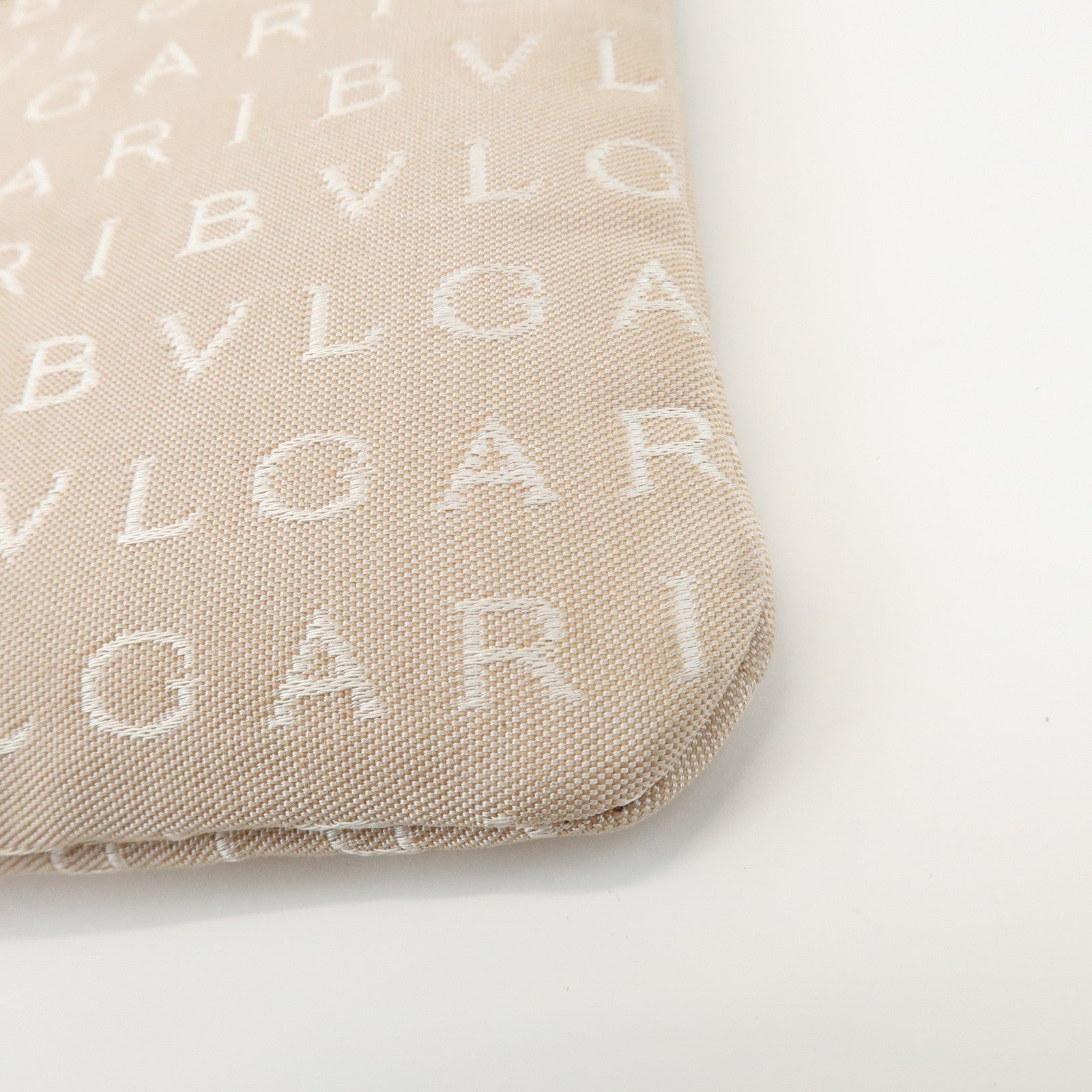 BVLGARI Logo Mania Monogram Canvas Leather Shoulder Bag Beige Brown