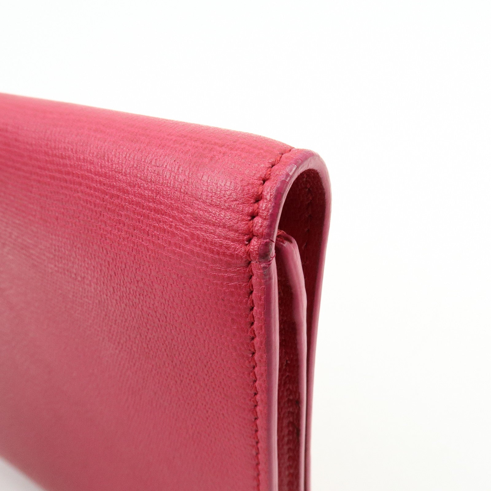 SAINT LAURENT PARIS Y Line Leather Clutch Bag Pouch Pink 265701